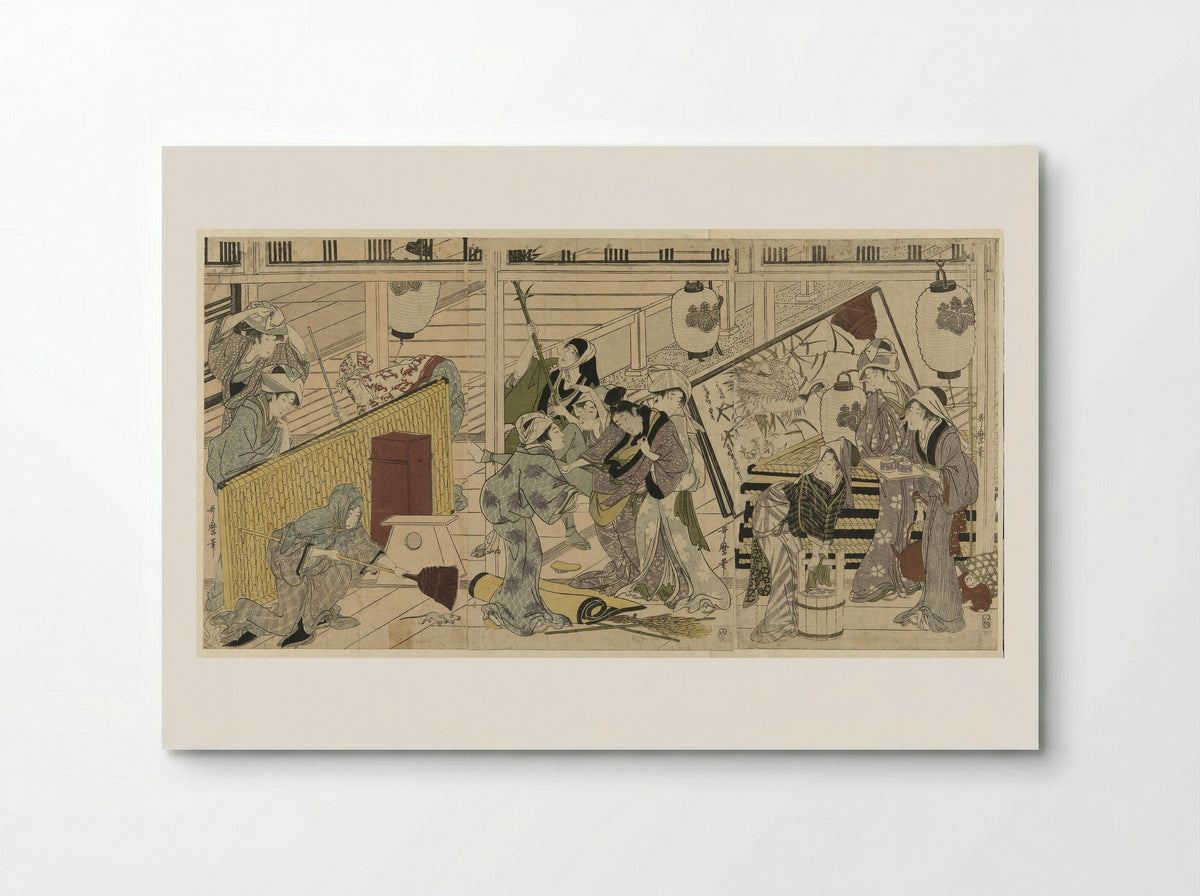 House cleaning in preparation for the New Year - Kitagawa Utamaro - Poster