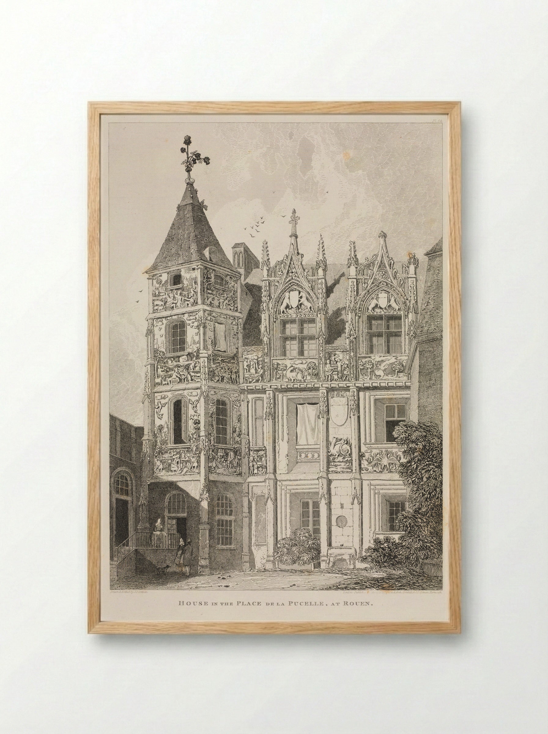 House in the Place de la Pucelle, at Rouen - John Sell Cotman - Framed Print Wood