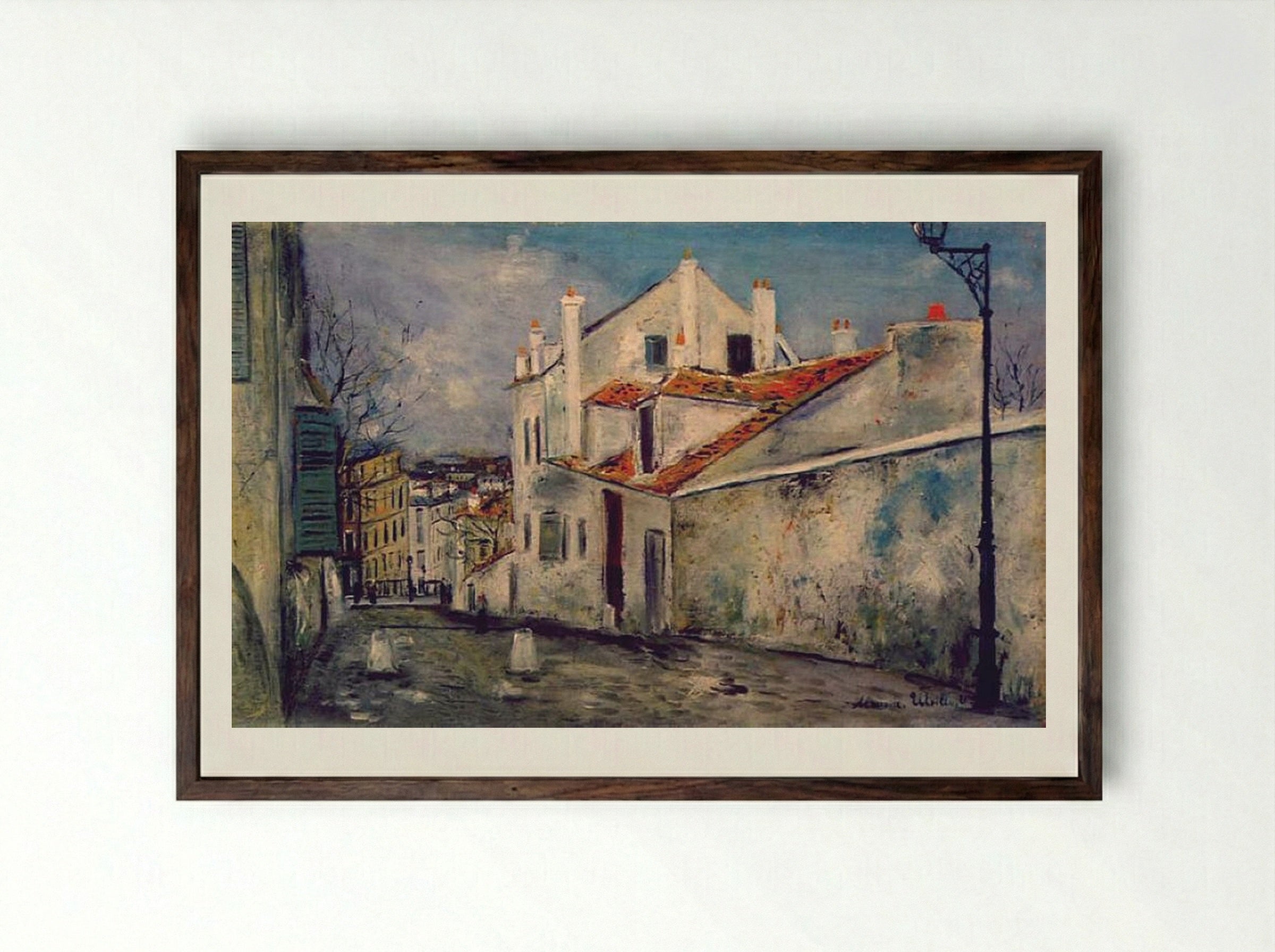House of Mimi Pinson - Maurice Utrillo - Framed Print Dark Wood