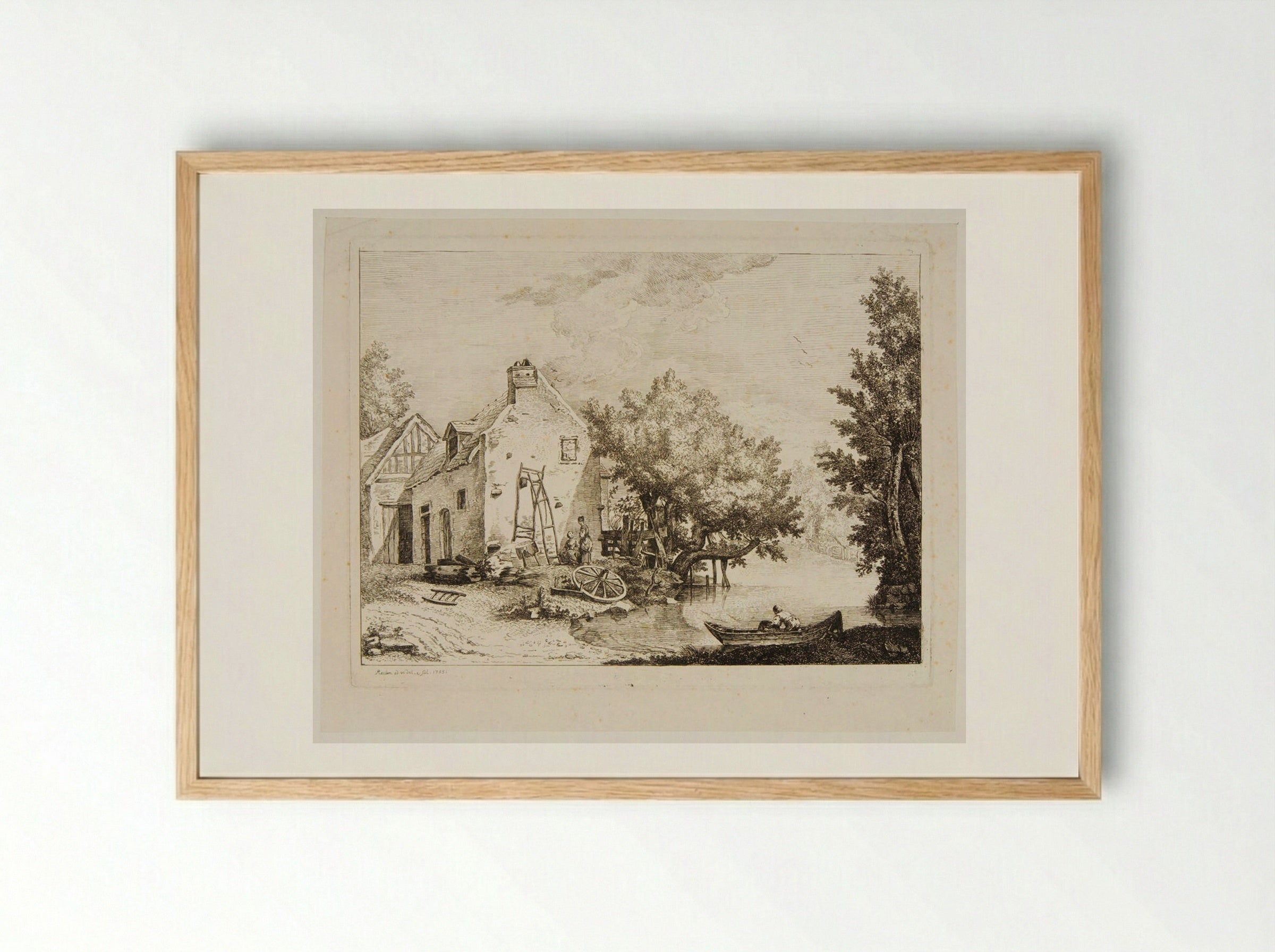House on the Edge of a Pond - Friedrich Reclam - Framed Print Wood