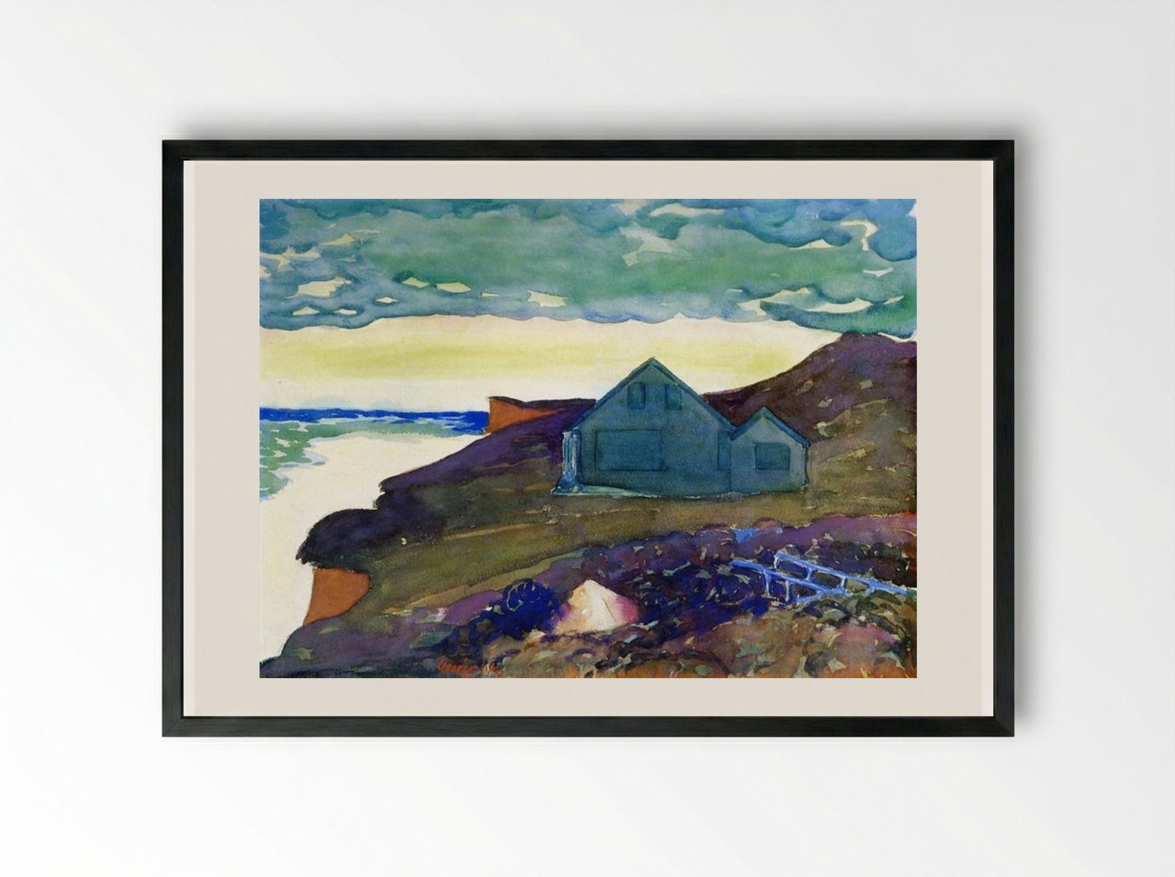 House on the Point - George Luks - Framed Print Black