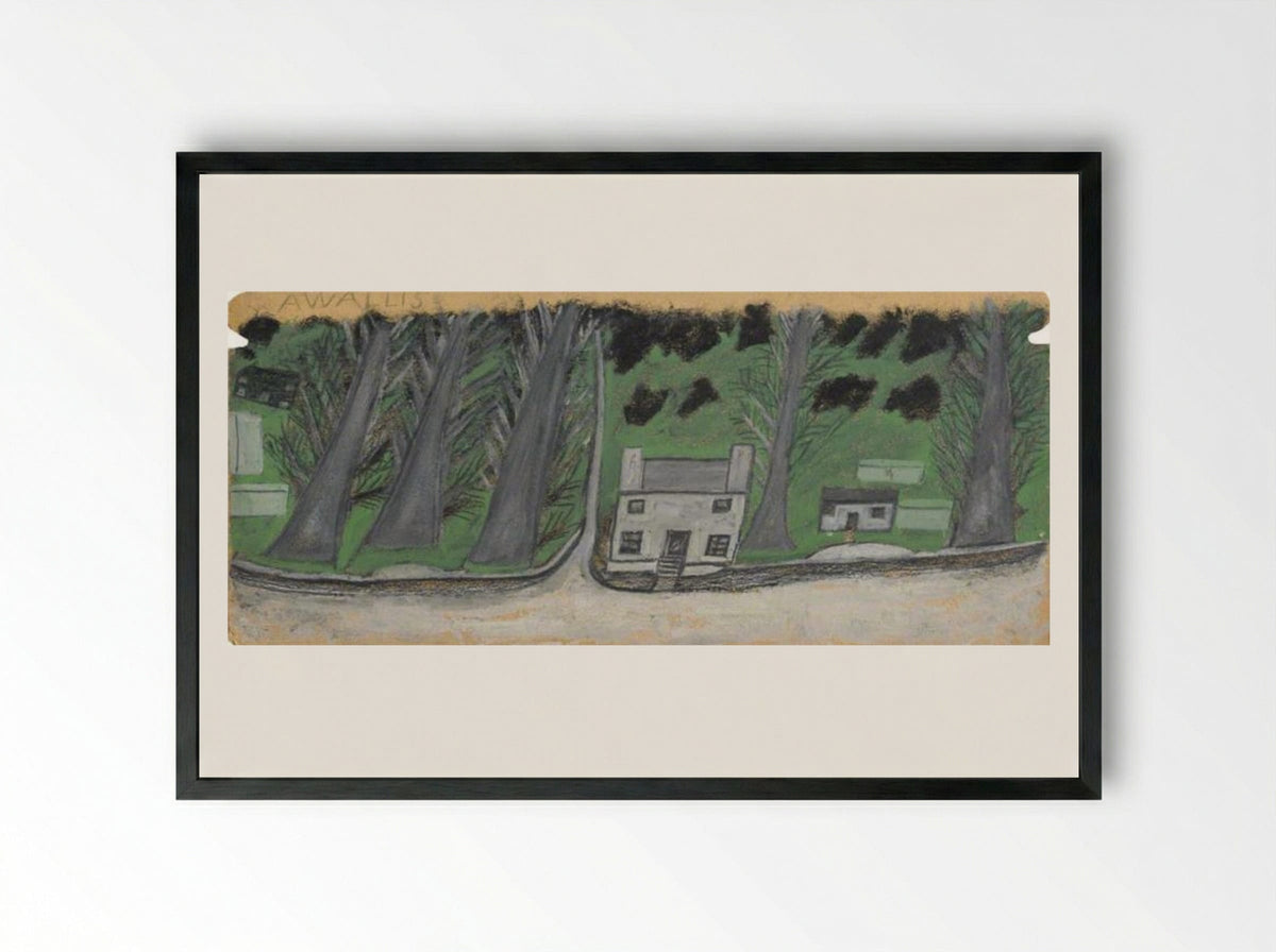 House with Trees - Alfred Wallis - Framed Print Black