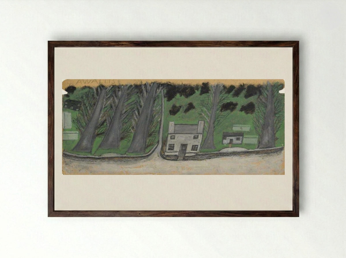 House with Trees - Alfred Wallis - Framed Print Dark Wood