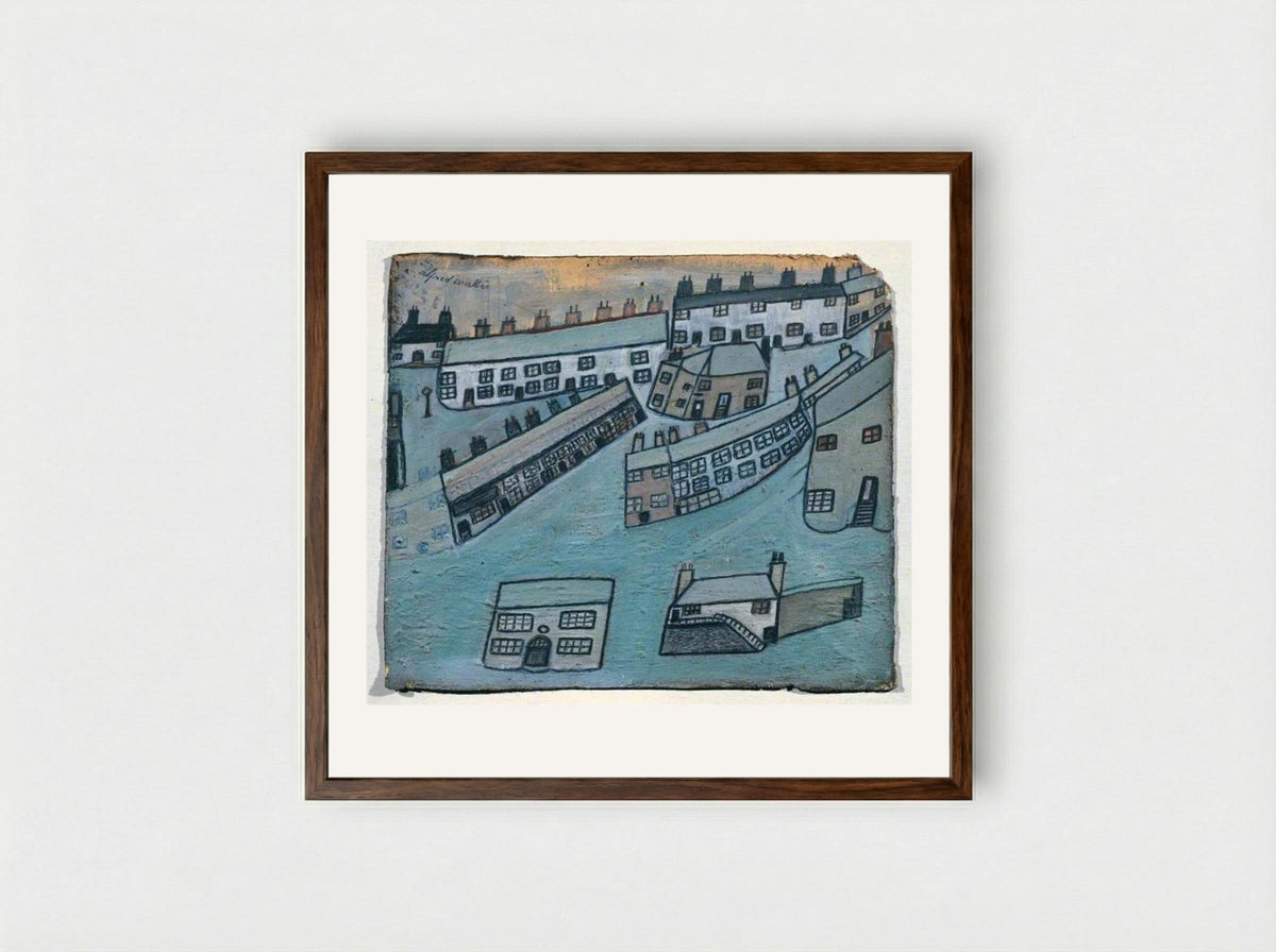 Houses at St Ives, Cornwall - Alfred Wallis - Framed Print Dark Wood