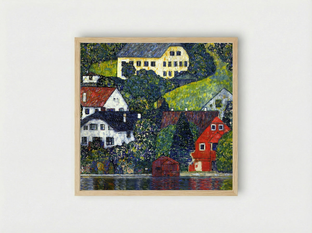 Houses at Unterach on the Attersee - Gustav Klimt - Framed Print Wood