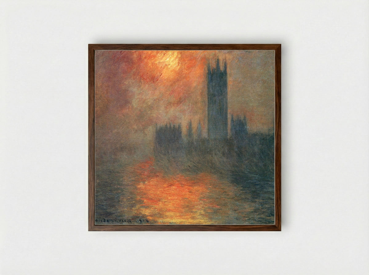 Houses of Parliament, Sunset - Claude Monet - Framed Print Dark Wood