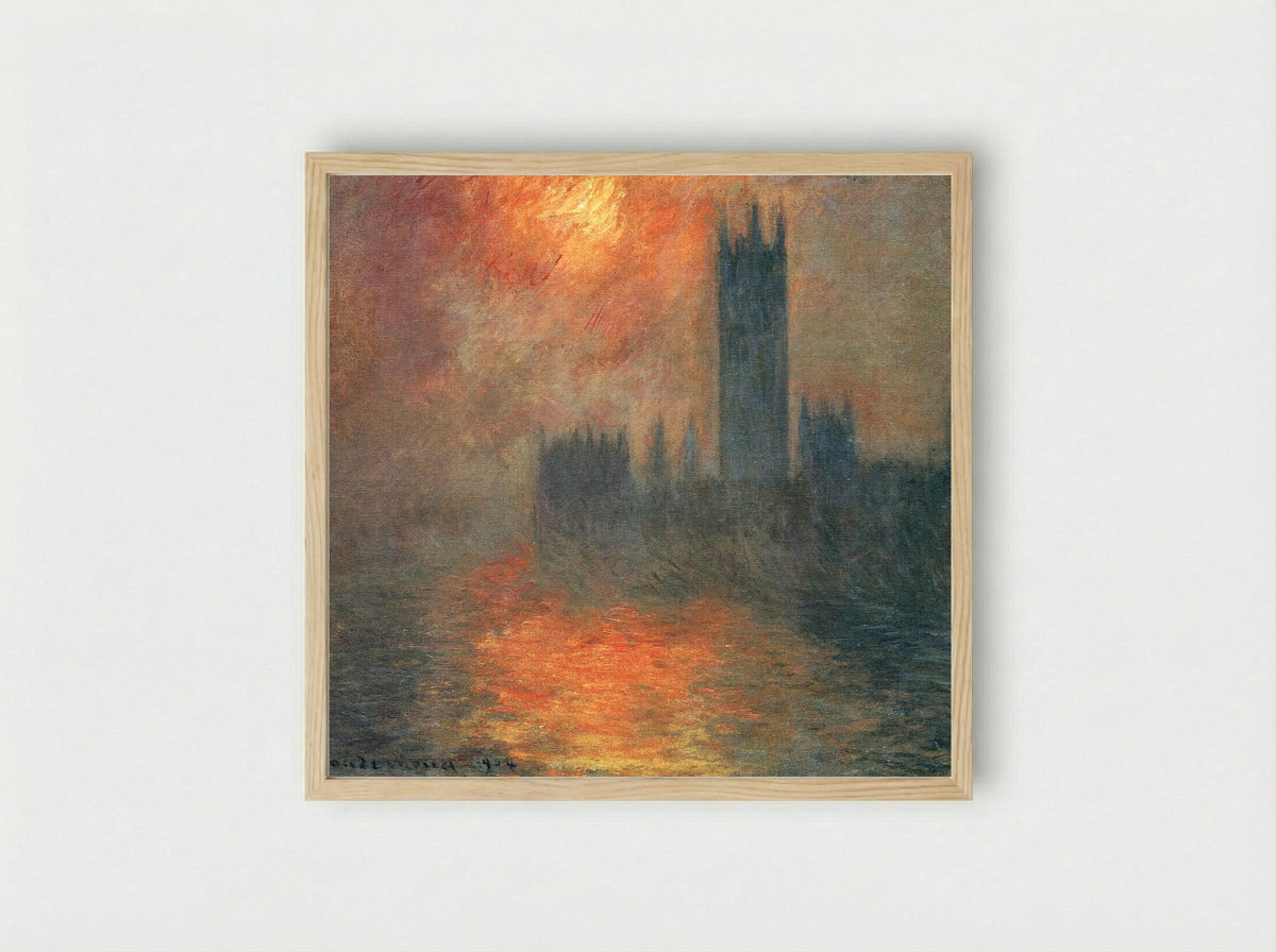 Houses of Parliament, Sunset - Claude Monet - Framed Print Wood