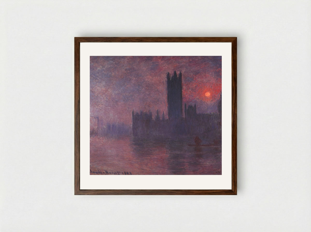 Houses of Parliament at Sunset - Claude Monet - Framed Print Dark Wood