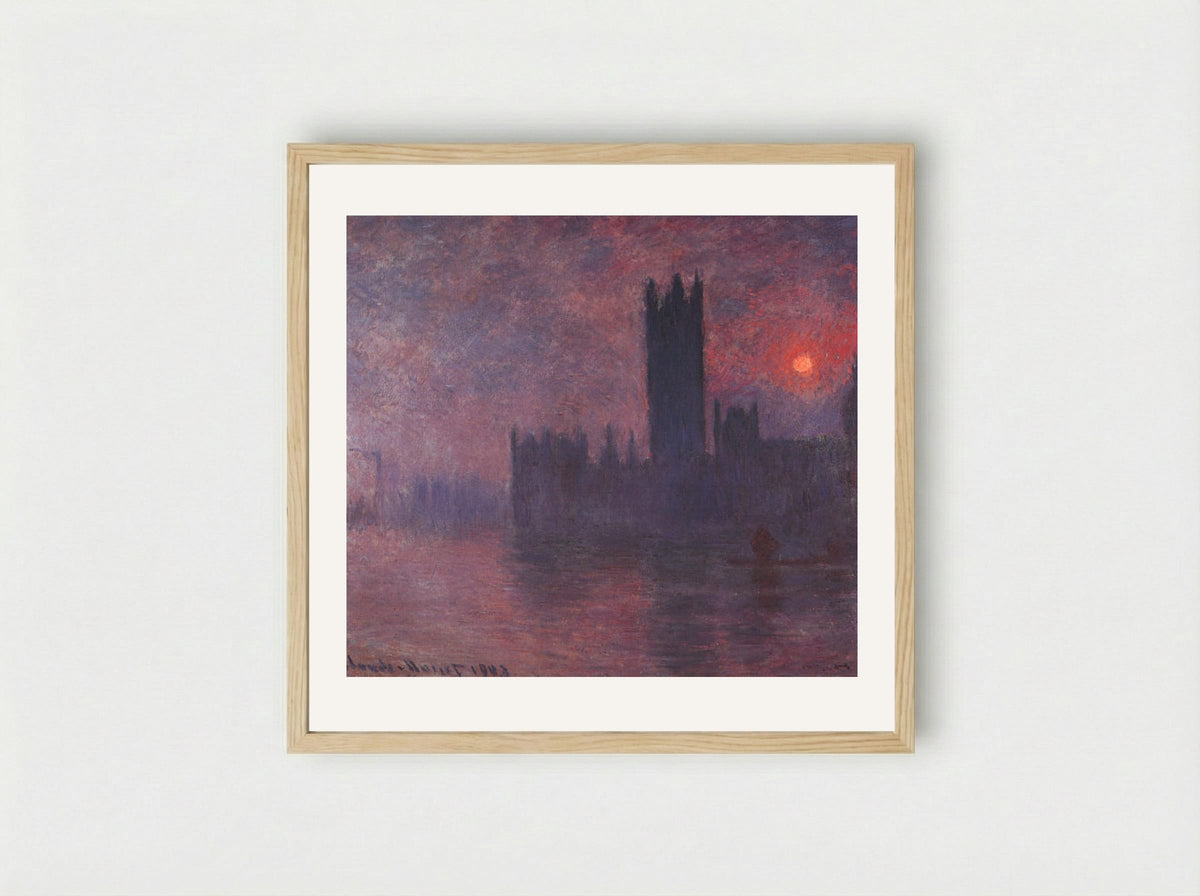 Houses of Parliament at Sunset - Claude Monet - Framed Print Wood