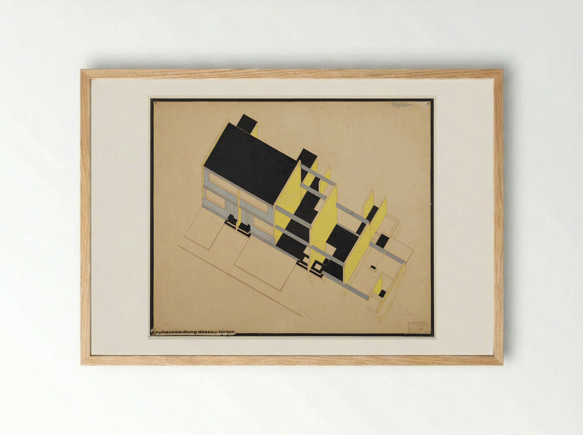 Housing Development, Dessau-Törten: Isometric Construction Scheme - Walter Gropius - Framed Print Wood