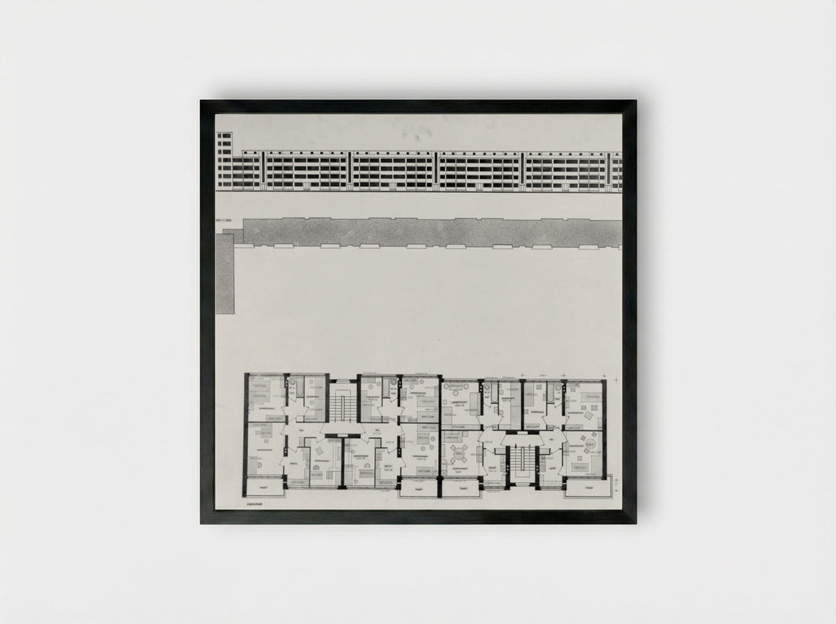 Housing Development, Karlsruhe-Dammerstock - Walter Gropius - Framed Print Black