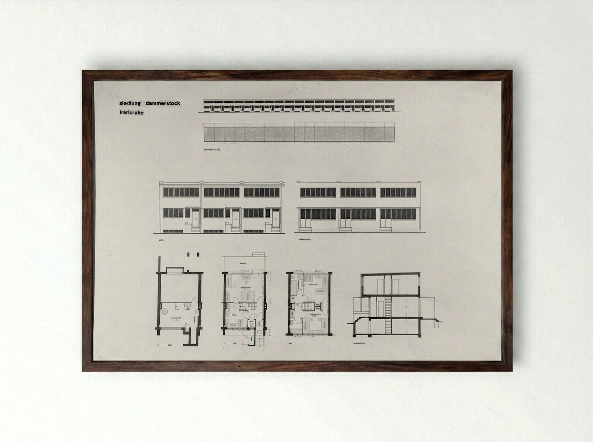 Housing Development, Karlsruhe-Dammerstock - Walter Gropius - Framed Print Dark Wood