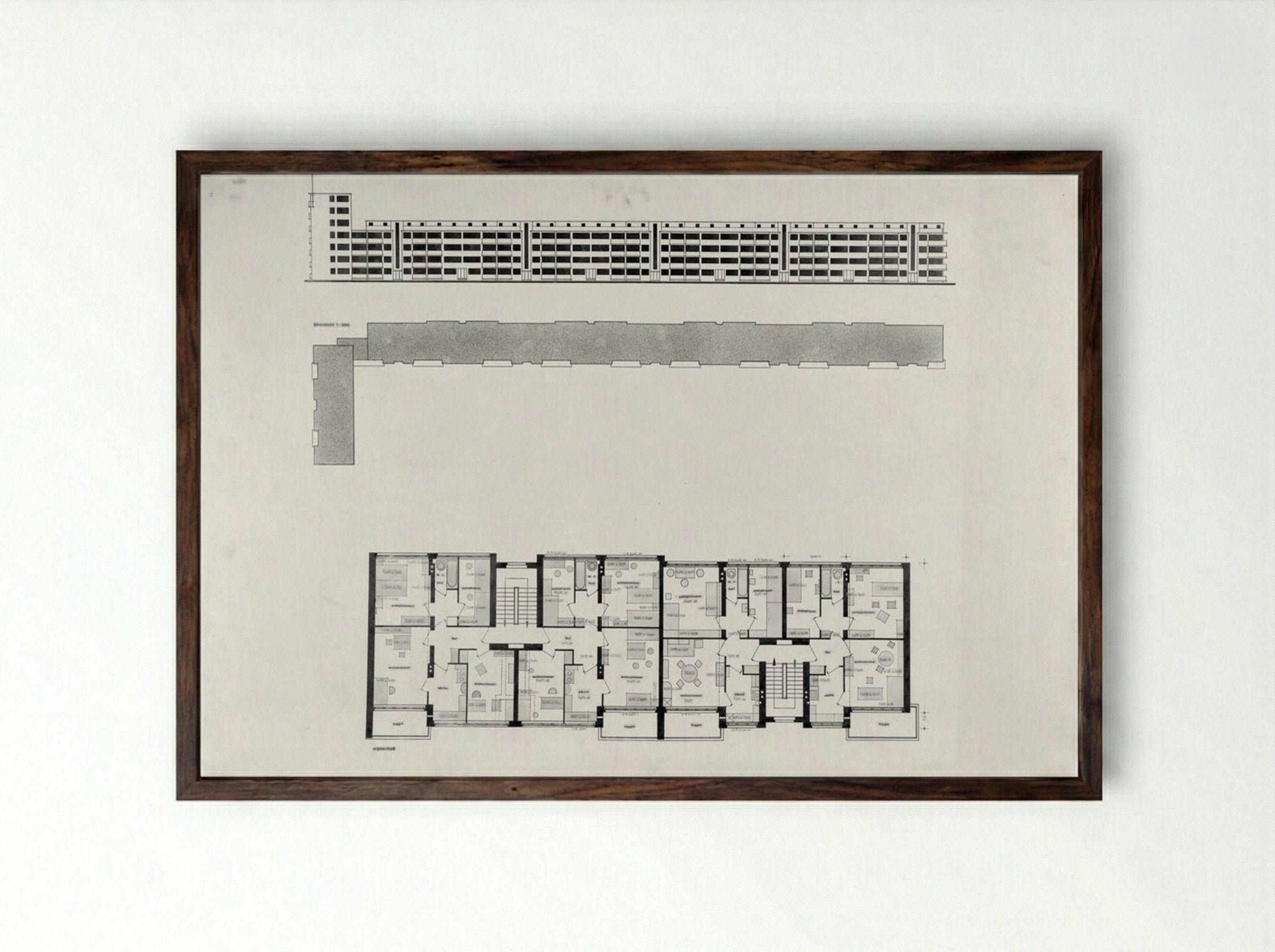 Housing Development, Karlsruhe-Dammerstock - Walter Gropius - Framed Print Dark Wood