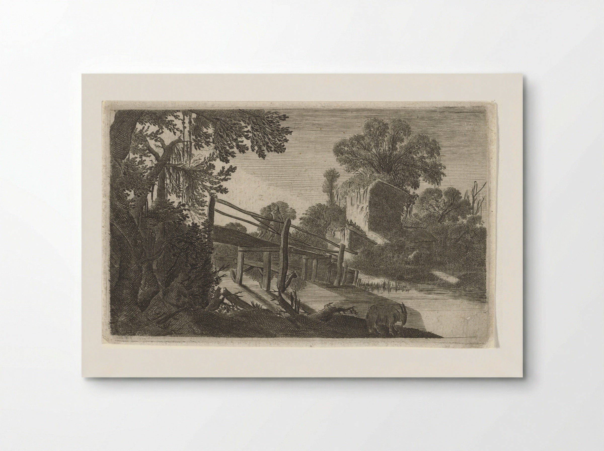 Houten brug bij een ruïne - Gillis van Scheyndel (I) - Poster