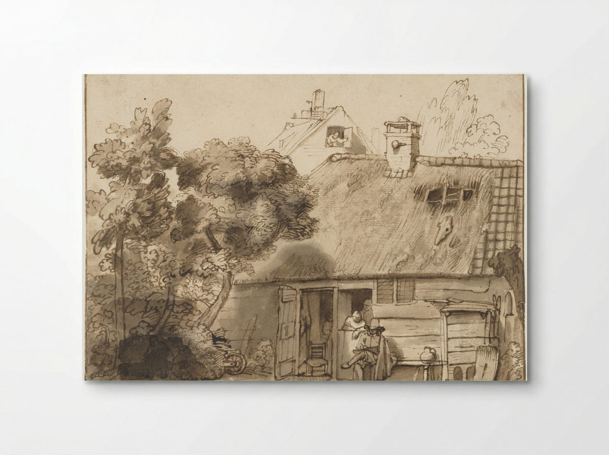 Houten huis en tekenaar - Abraham Furnerius - Poster