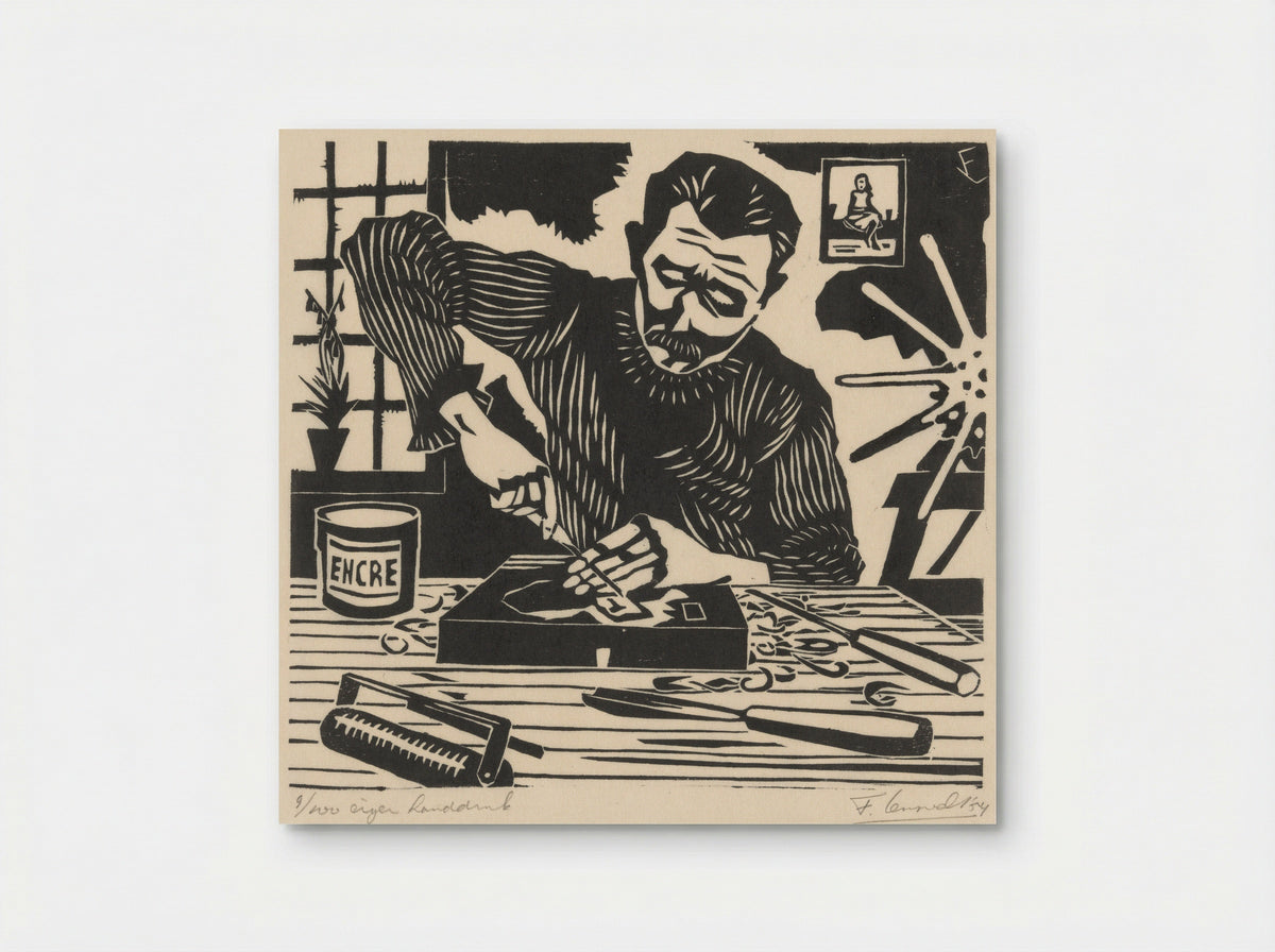 Houtsnijder (The Woodcarver) - Frits Lensvelt - Poster