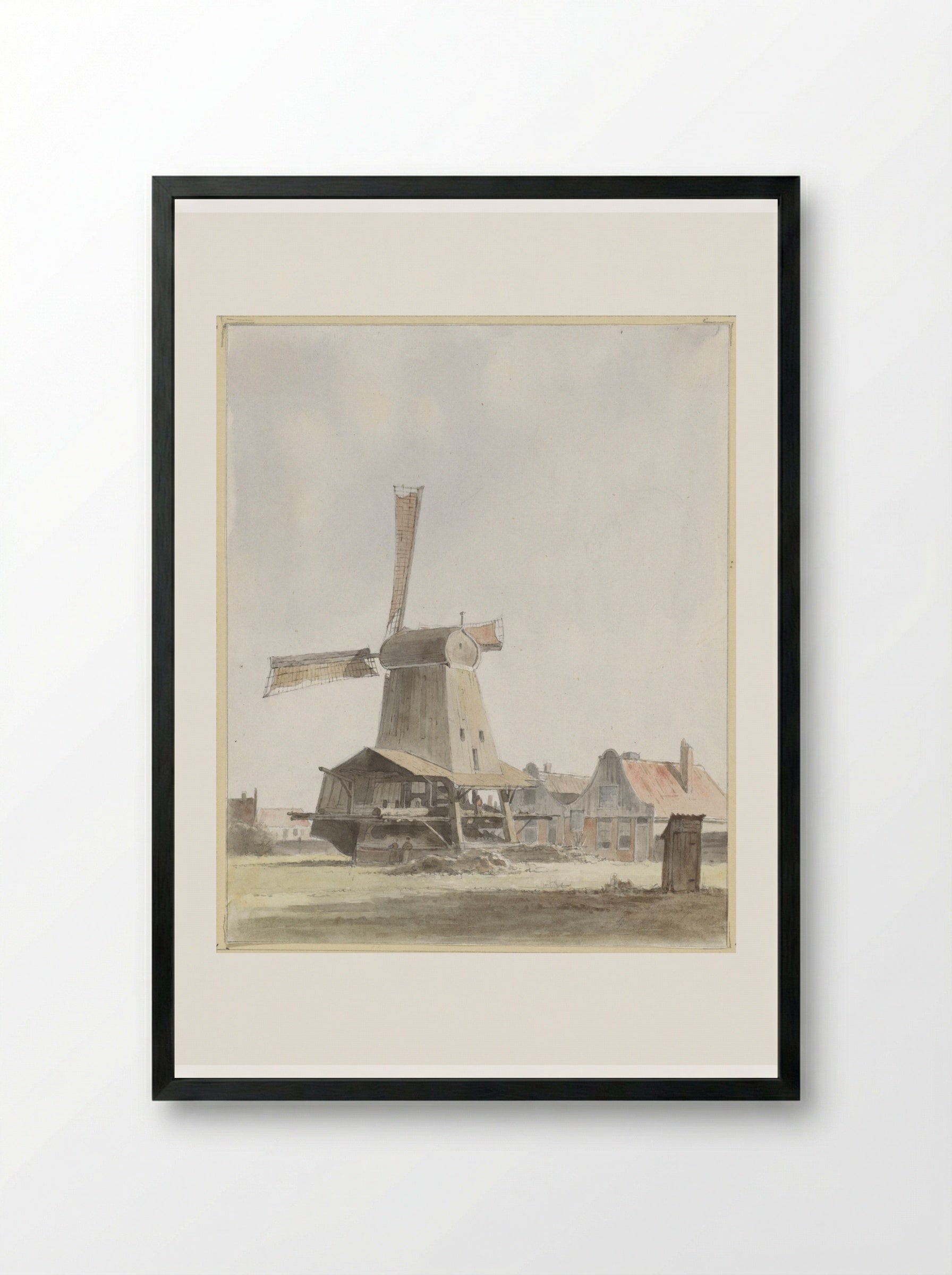 Houtzaagmolen - Hendrik Abraham Klinkhamer - Framed Print Black