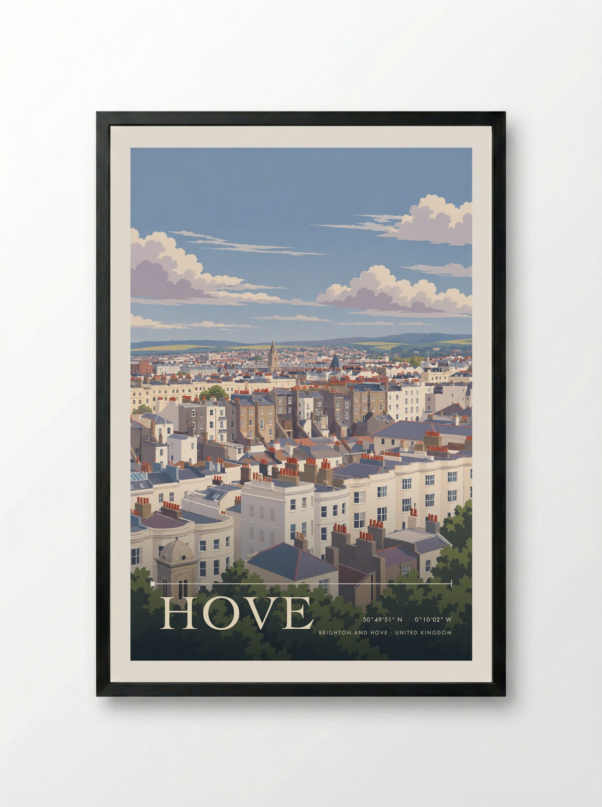 Hove, Brighton and Hove | Travel Poster - Framed Print Black