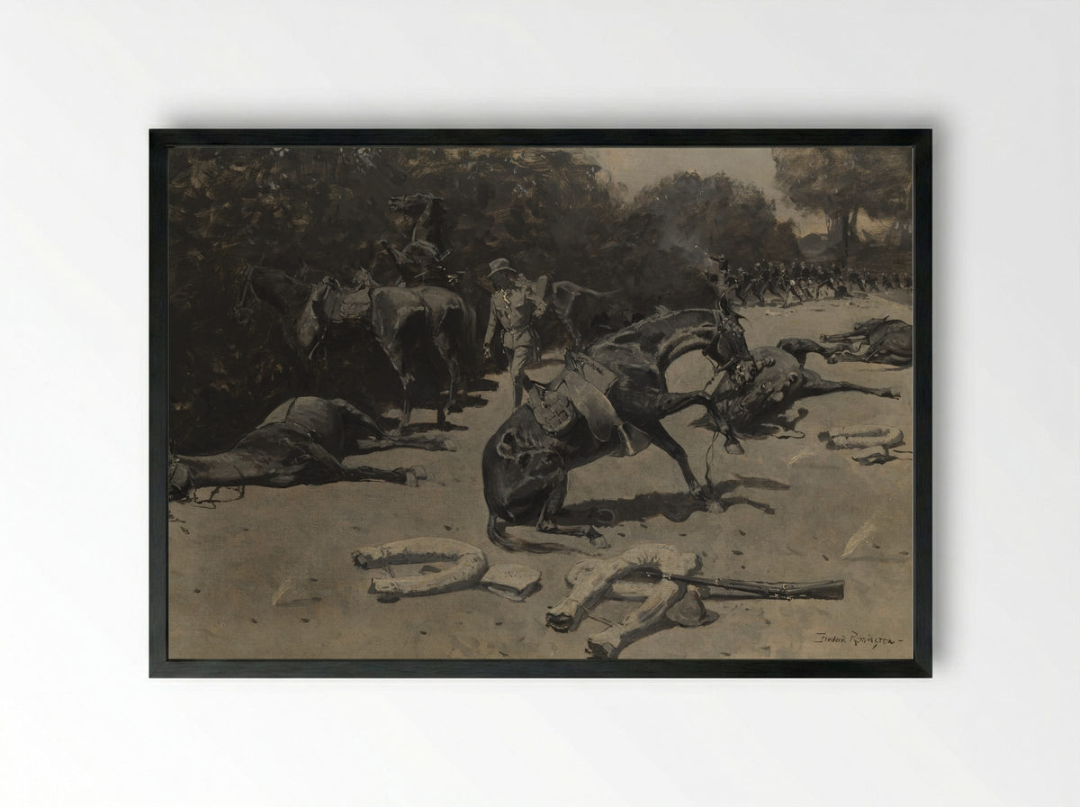 How the Horses Died for Their Country at Santiago - Frederic Remington - Framed Print Black