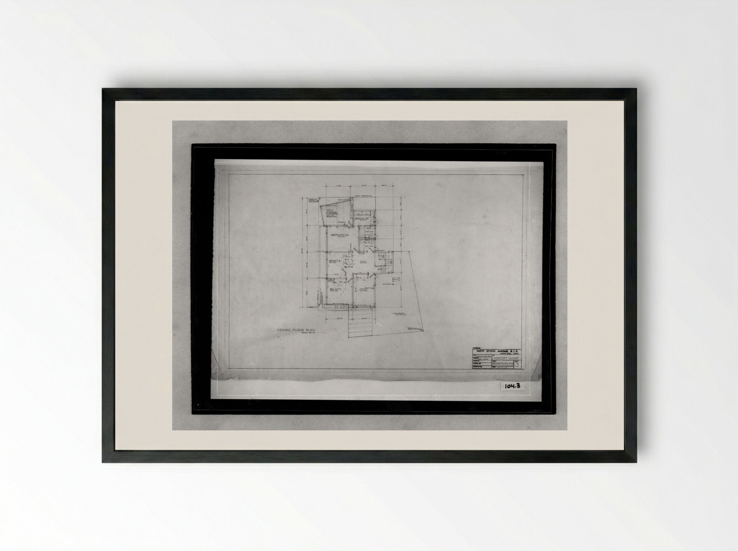 Howlett Residence, Belmont, Massachusetts: Second Floor Plan - Walter Gropius - Framed Print Black