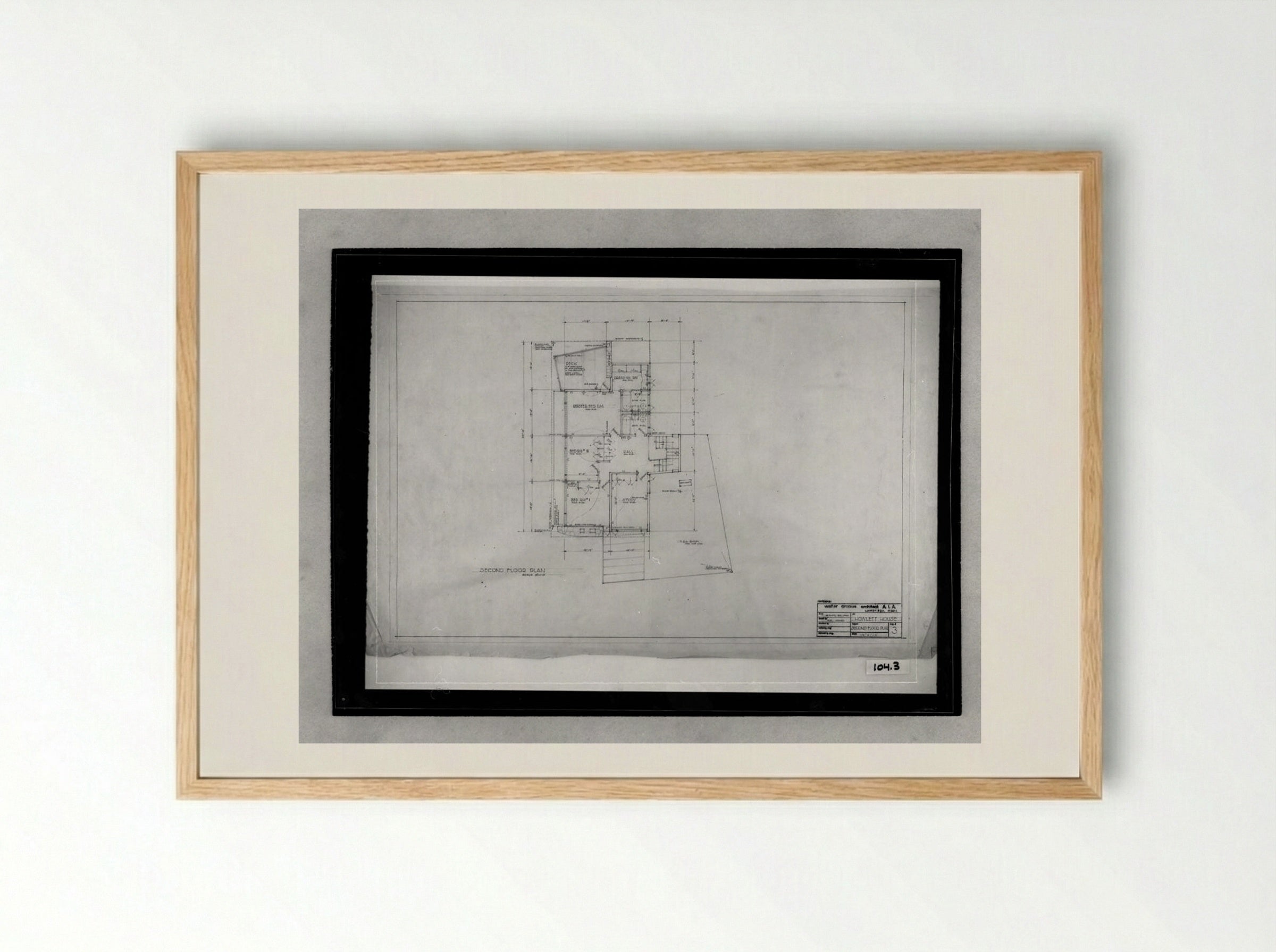 Howlett Residence, Belmont, Massachusetts: Second Floor Plan - Walter Gropius - Framed Print Wood