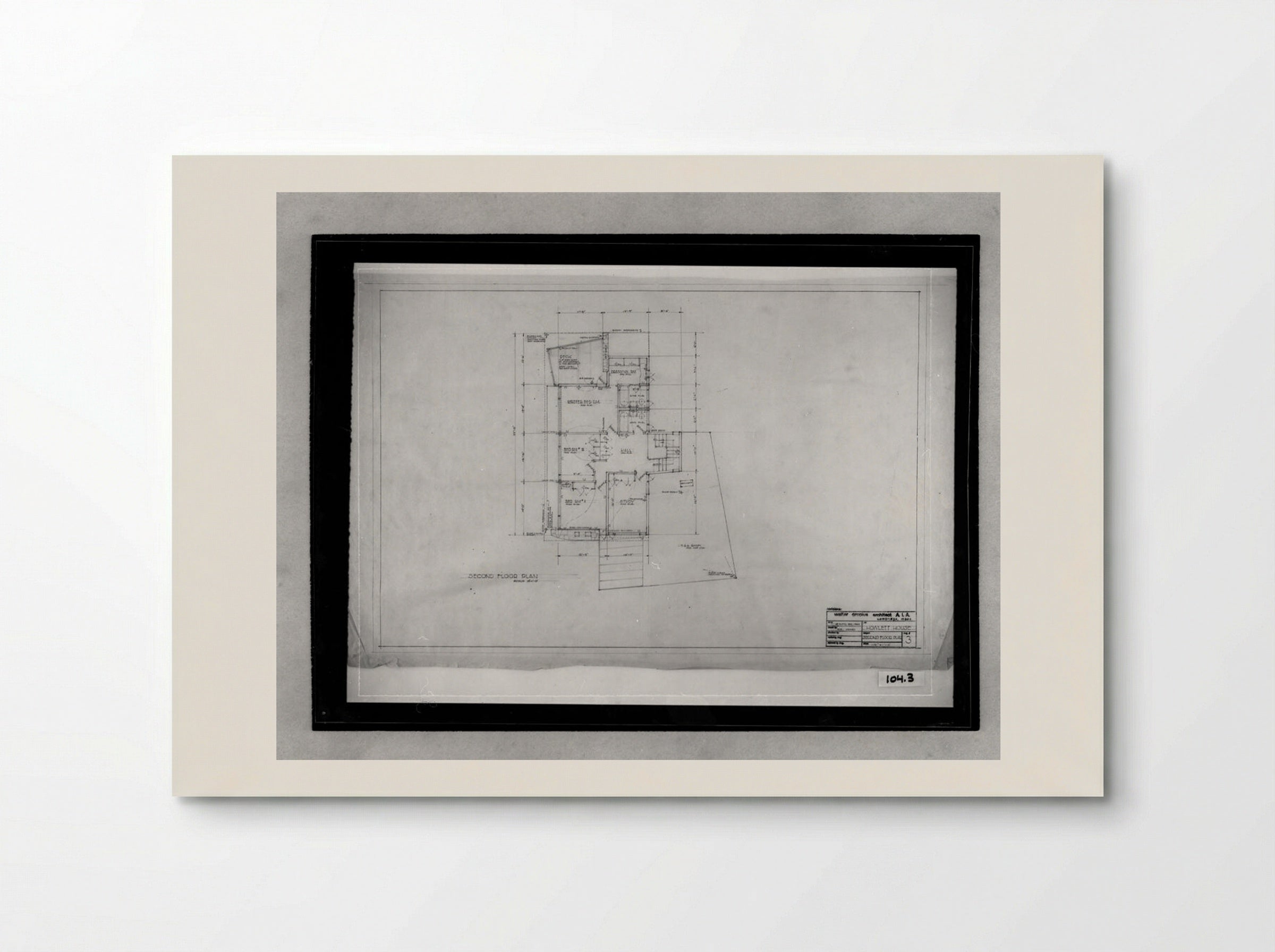 Howlett Residence, Belmont, Massachusetts: Second Floor Plan - Walter Gropius - Poster