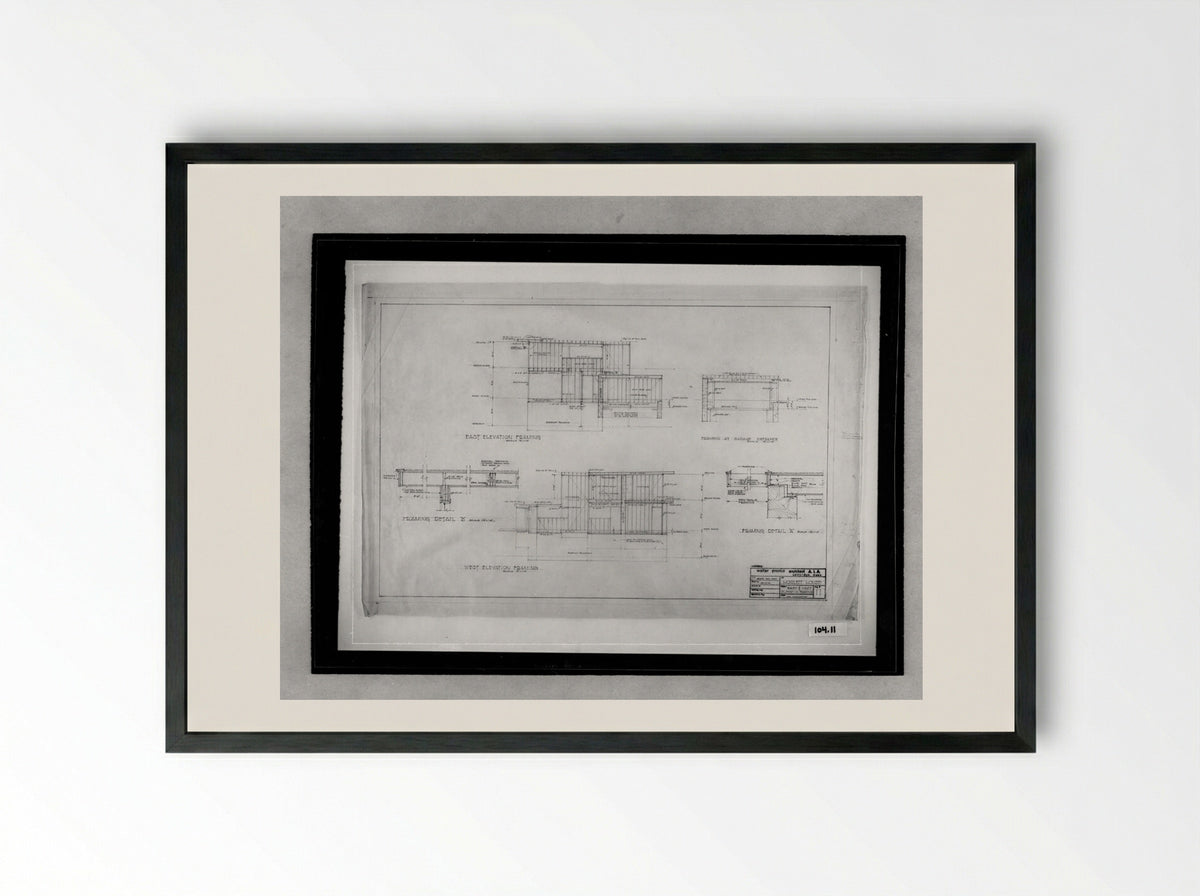 Howlett Residence Elevation Framing - Walter Gropius - Framed Print Black