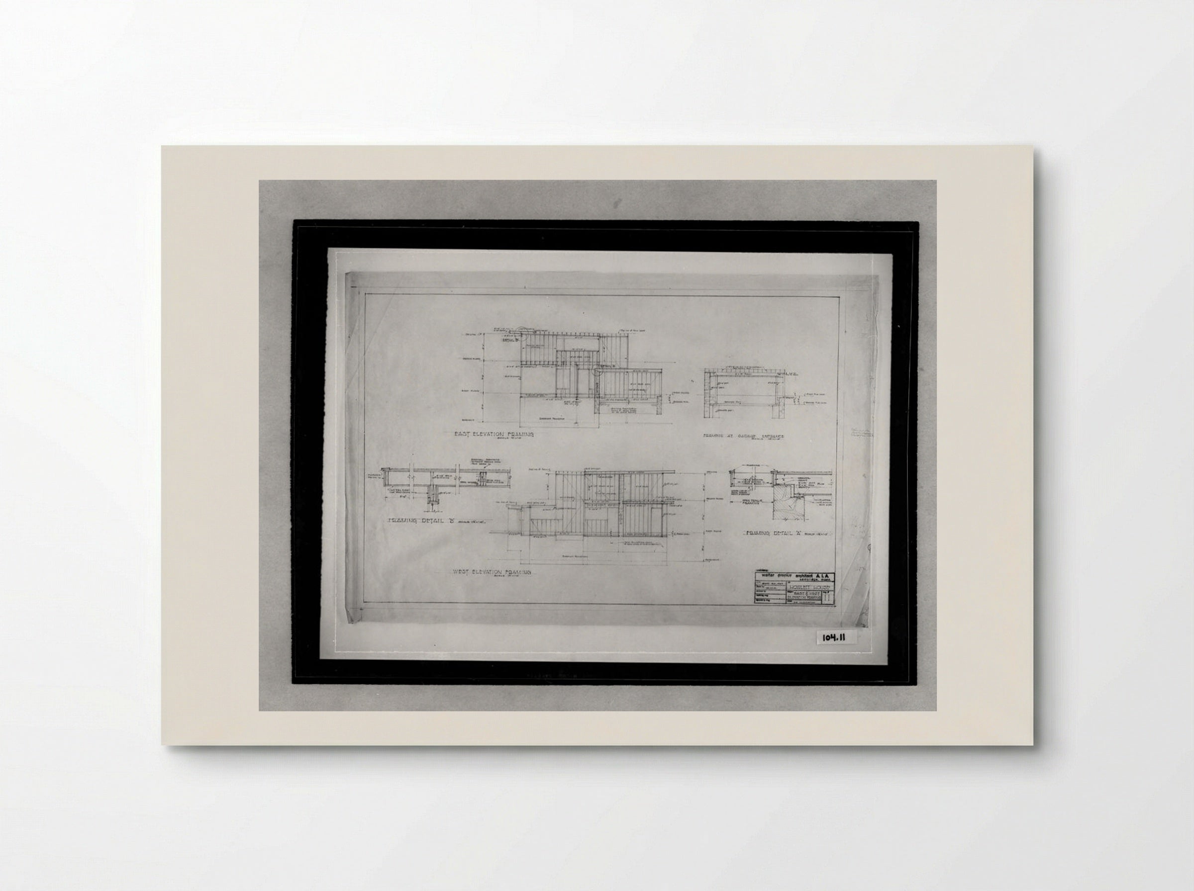 Howlett Residence Elevation Framing - Walter Gropius - Poster