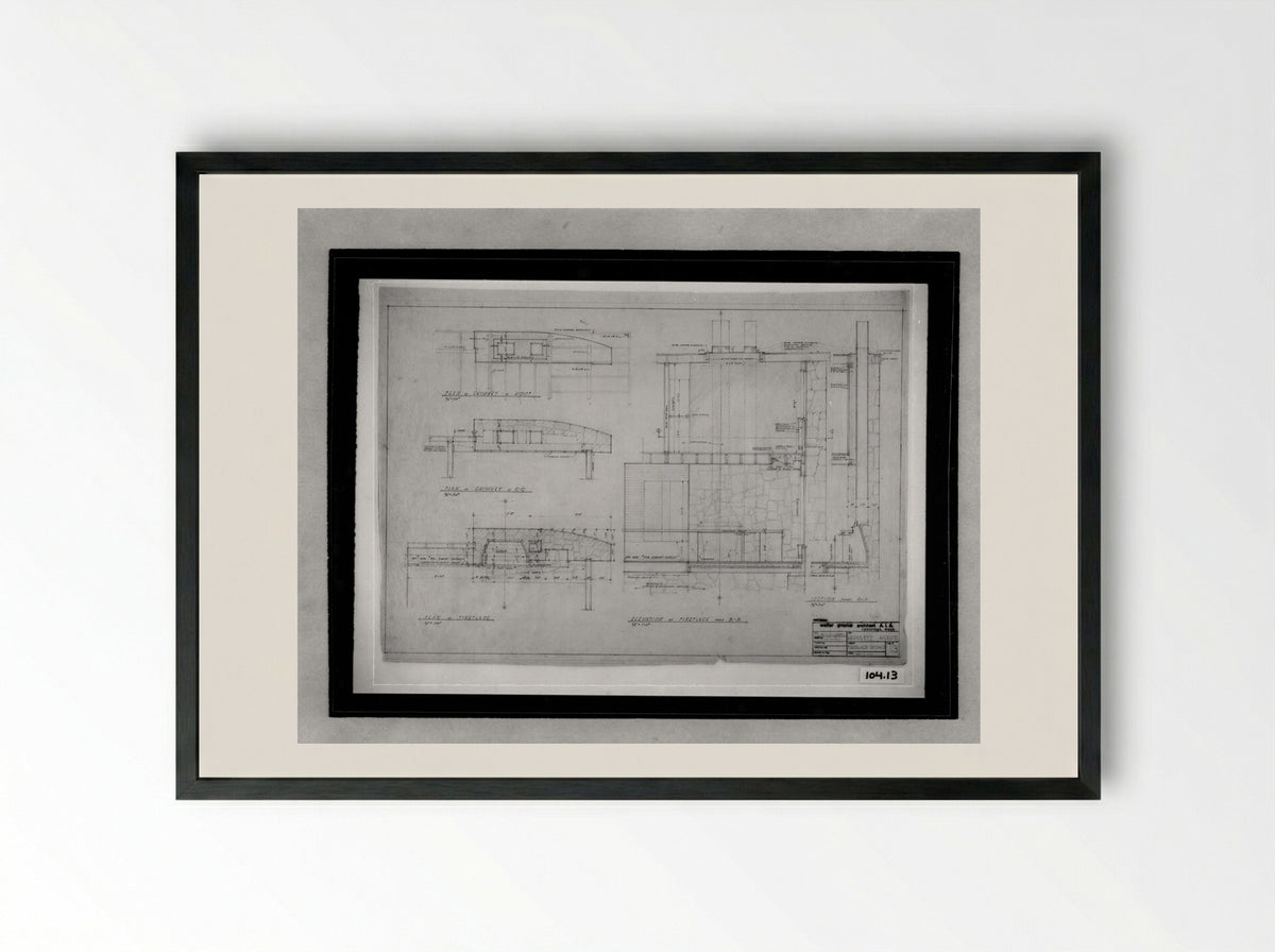Howlett Residence Fireplace Details - Walter Gropius - Framed Print Black