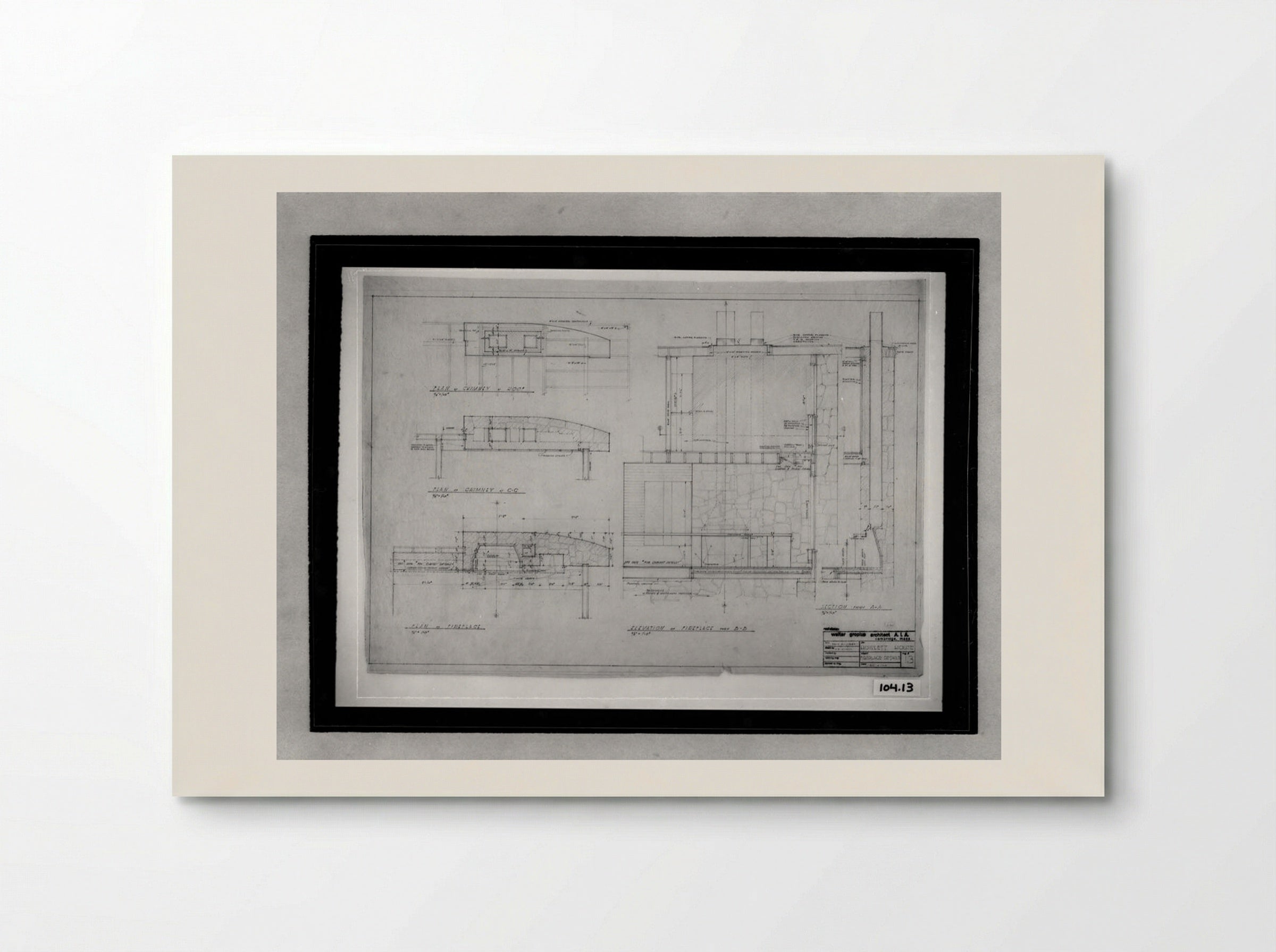 Howlett Residence Fireplace Details - Walter Gropius - Poster