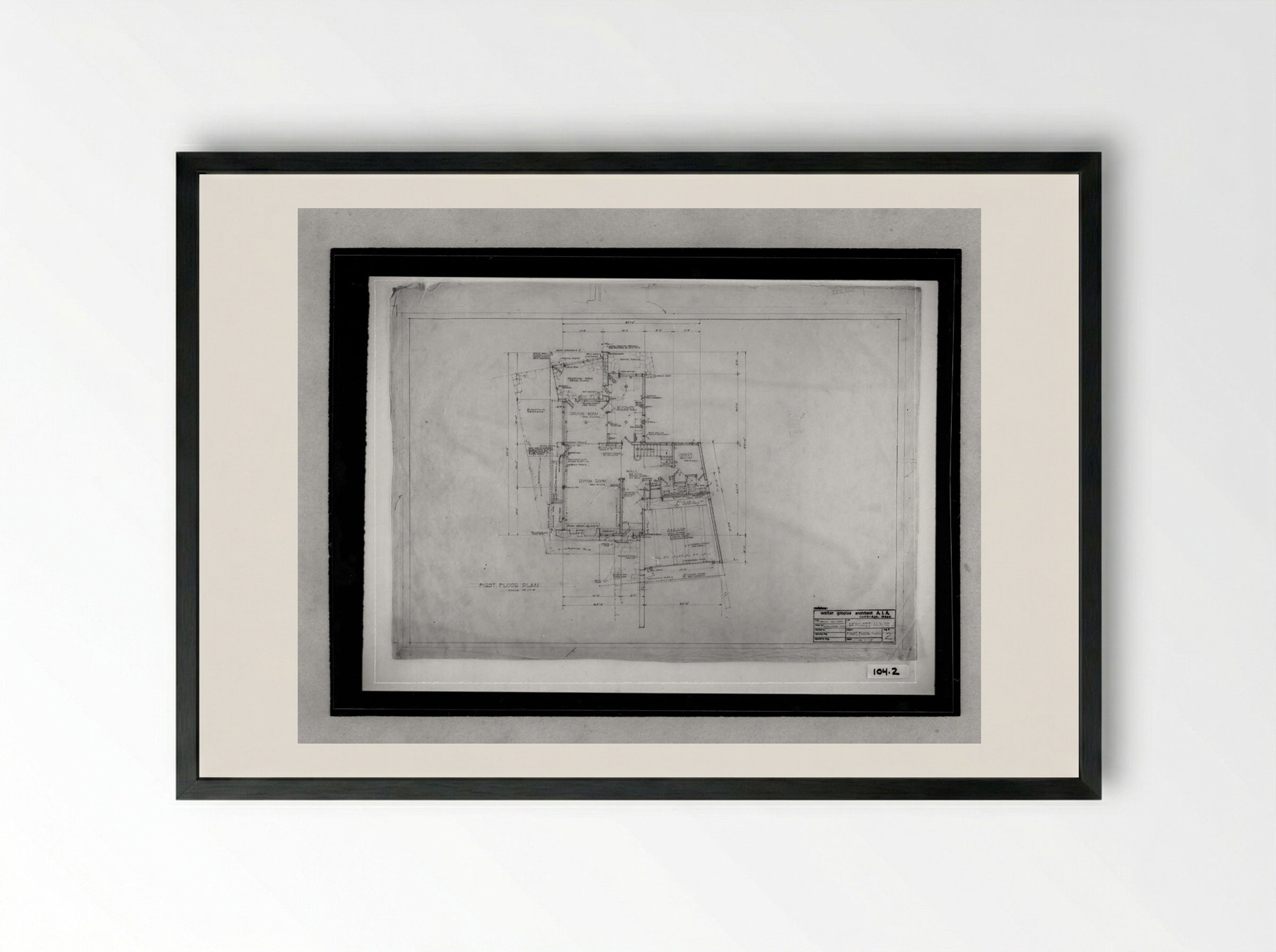 Howlett Residence Ground Floor Plan - Walter Gropius - Framed Print Black