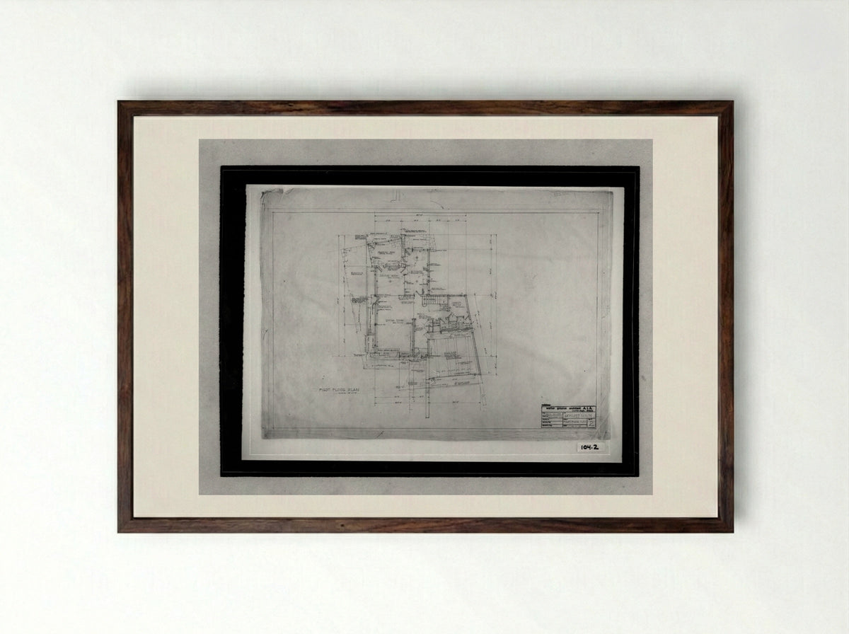 Howlett Residence Ground Floor Plan - Walter Gropius - Framed Print Dark Wood