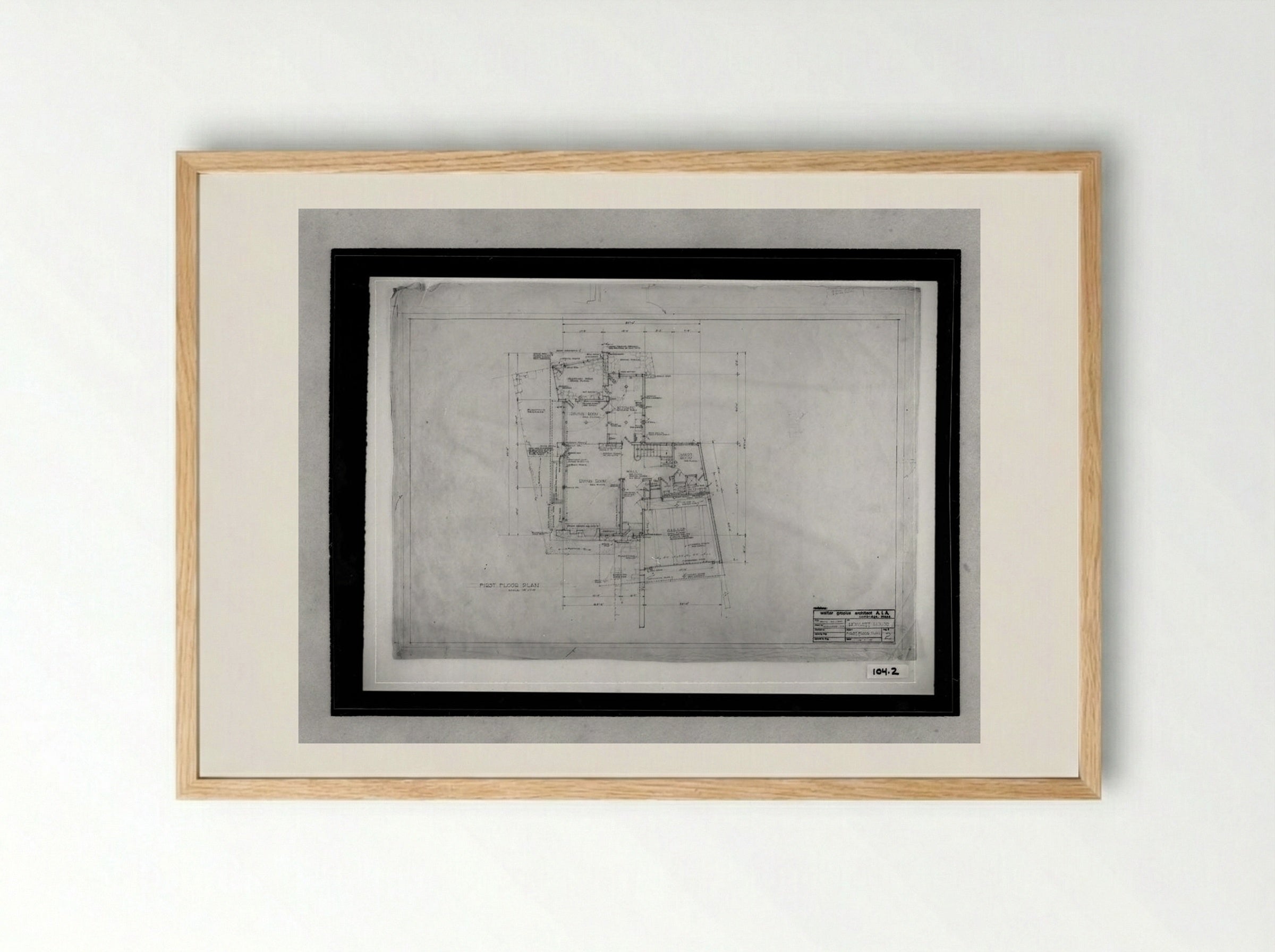 Howlett Residence Ground Floor Plan - Walter Gropius - Framed Print Wood