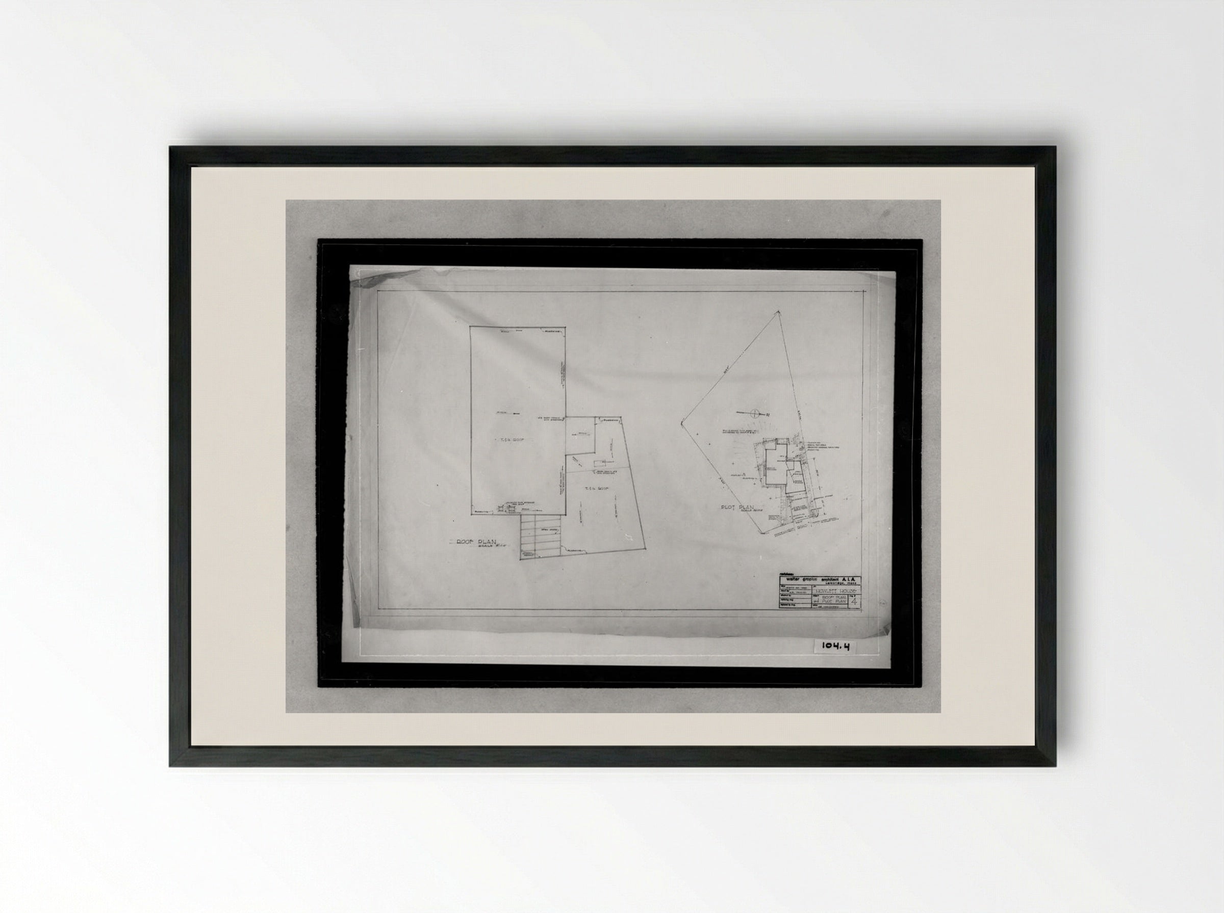 Howlett Residence Roof and Plot Plan - Walter Gropius - Framed Print Black