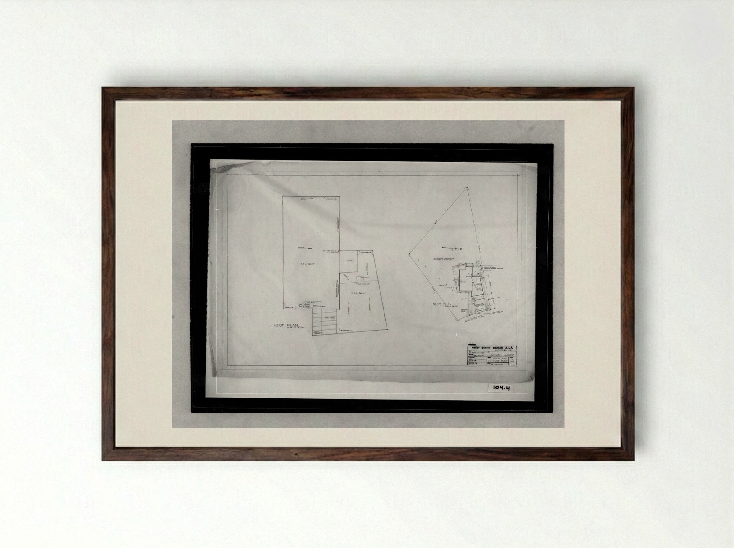 Howlett Residence Roof and Plot Plan - Walter Gropius - Framed Print Dark Wood