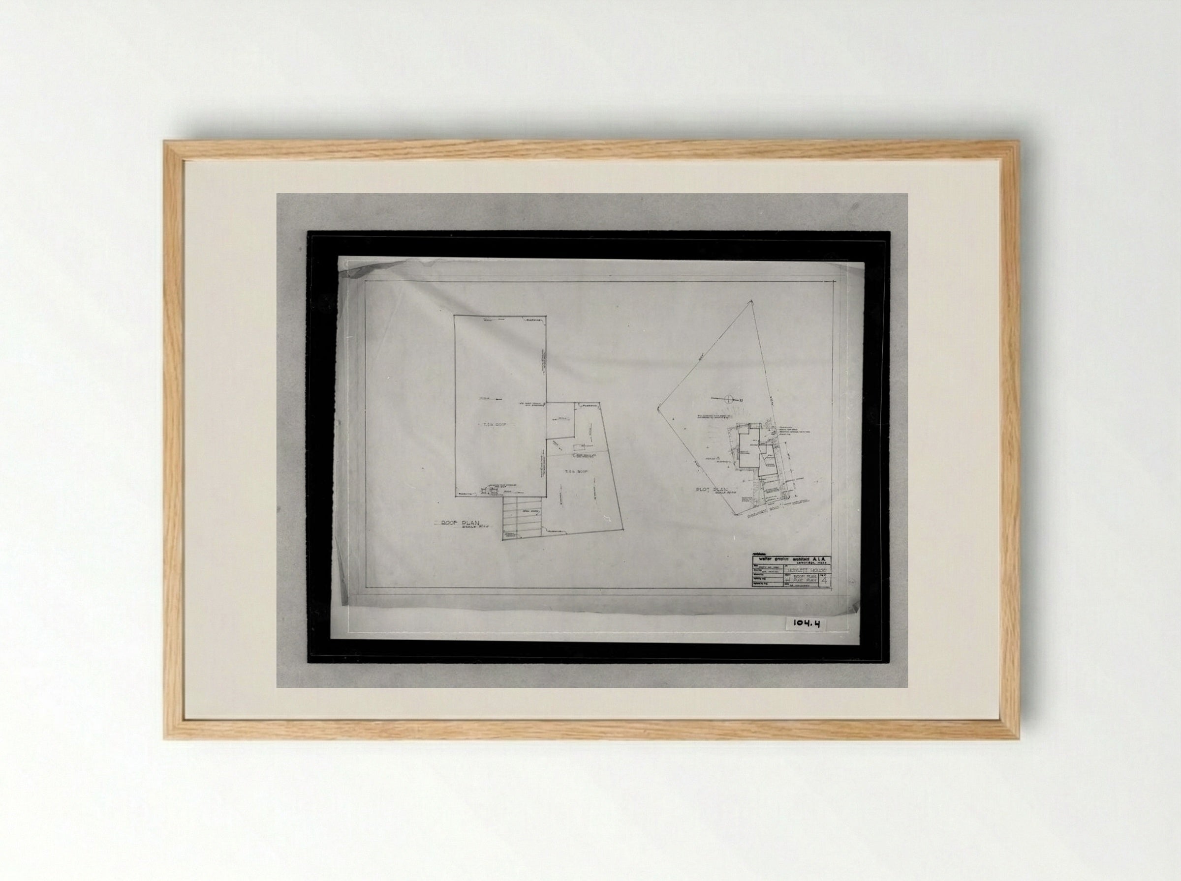 Howlett Residence Roof and Plot Plan - Walter Gropius - Framed Print Wood