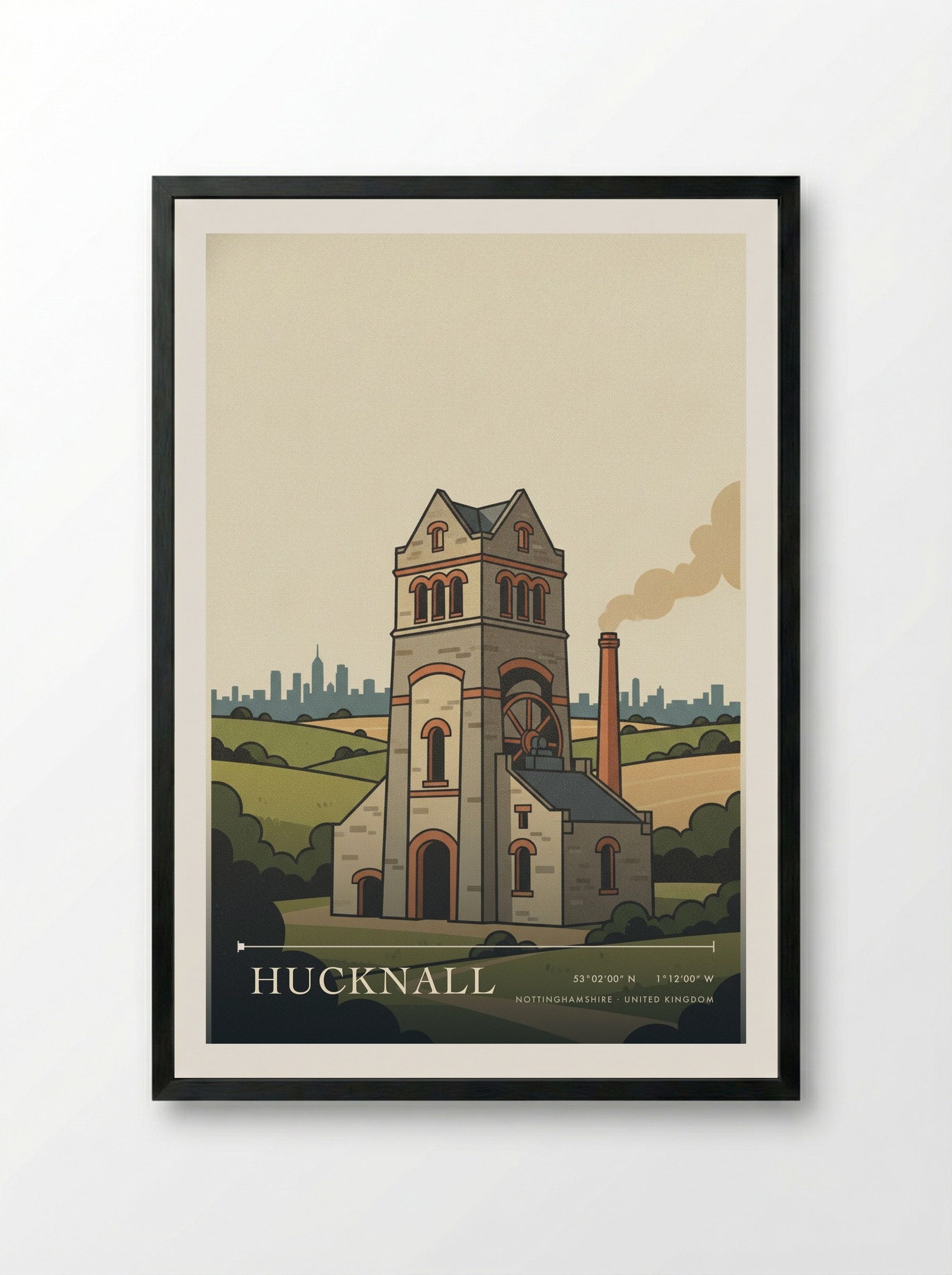 Hucknall Nottinghamshire United Kingdom Travel Poster - Framed Print Black