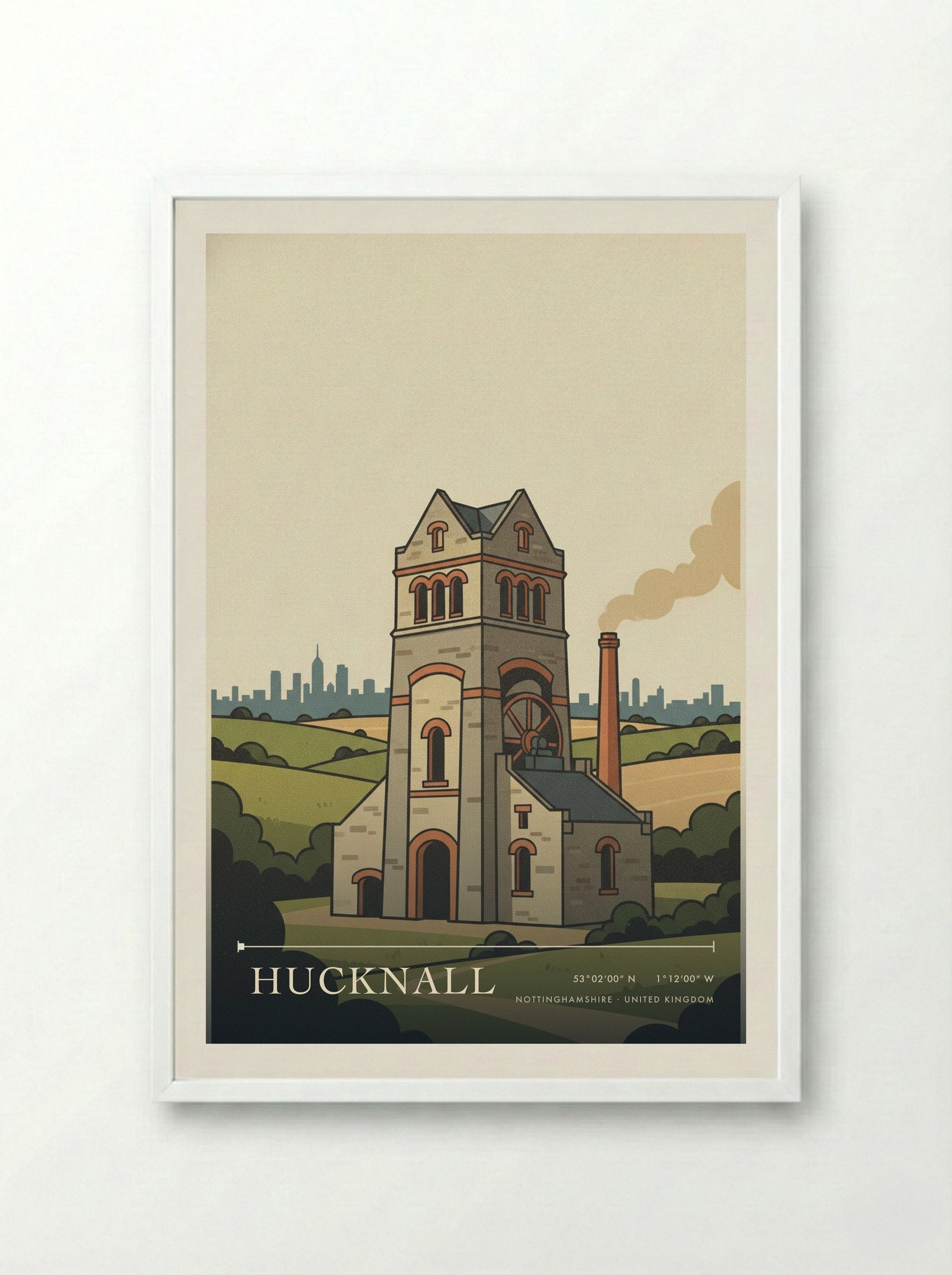 Hucknall Nottinghamshire United Kingdom Travel Poster - Framed Print White