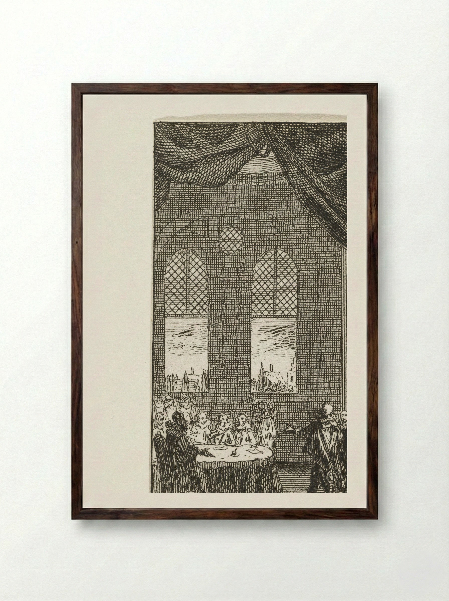 Hugo de Groot pleit in de Amsterdamse vroedschap voor tolerantie, 1616 - Simon Fokke - Framed Print Dark Wood