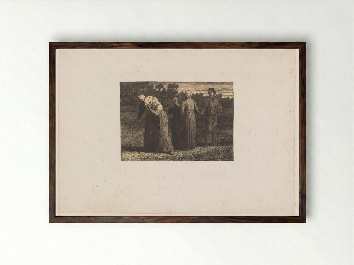 Huilende vrouwen nemen afscheid van een man - Auguste Danse - Framed Print Dark Wood