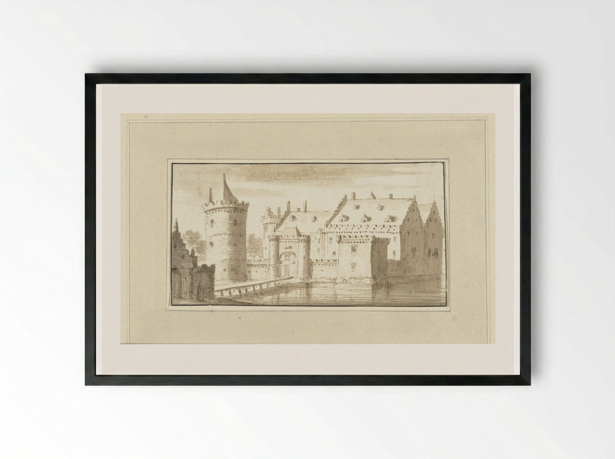Huis Kronenburg aan de Vecht - Abraham Rademaker - Framed Print Black