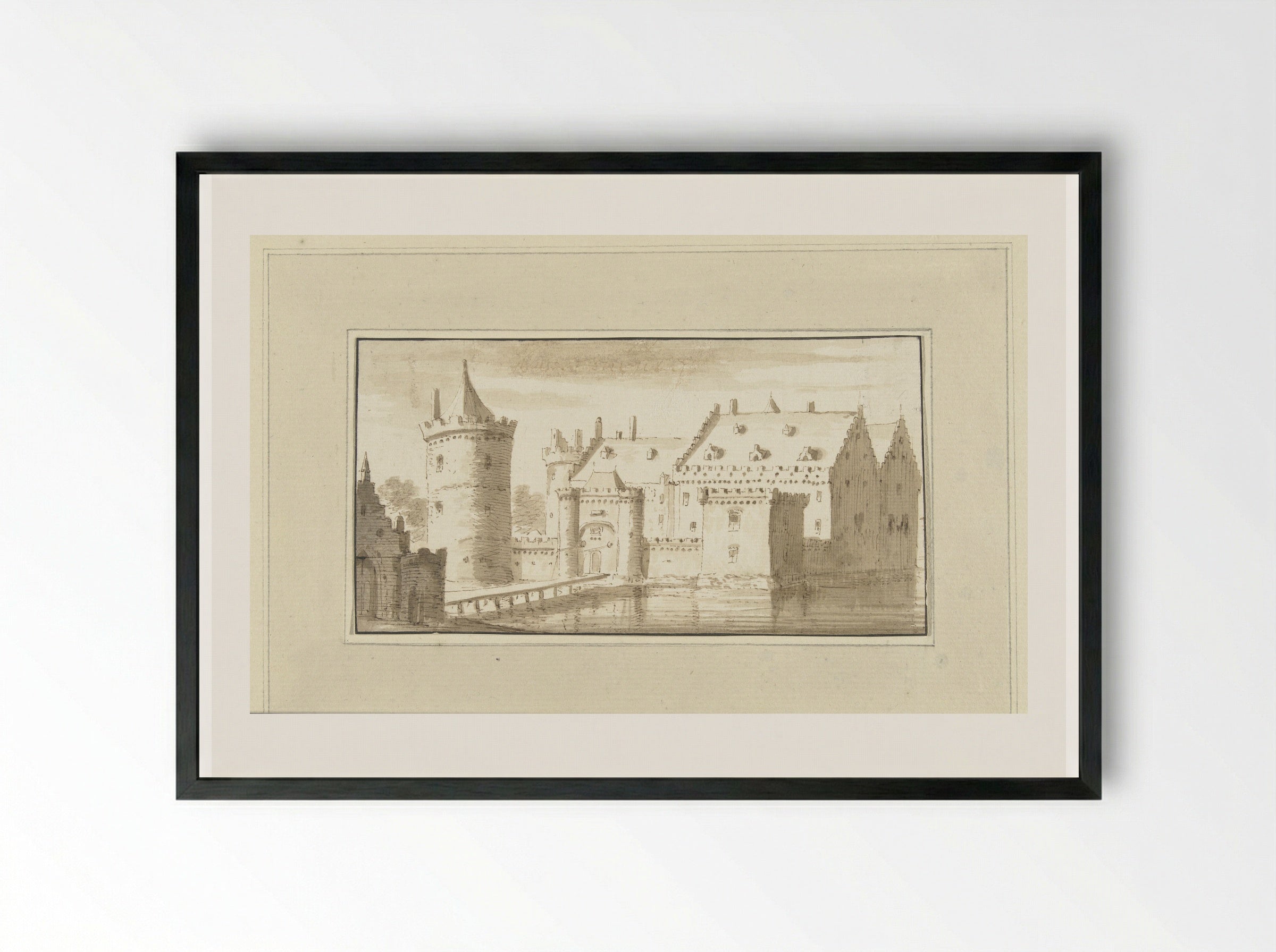 Huis Kronenburg aan de Vecht - Abraham Rademaker - Framed Print Black