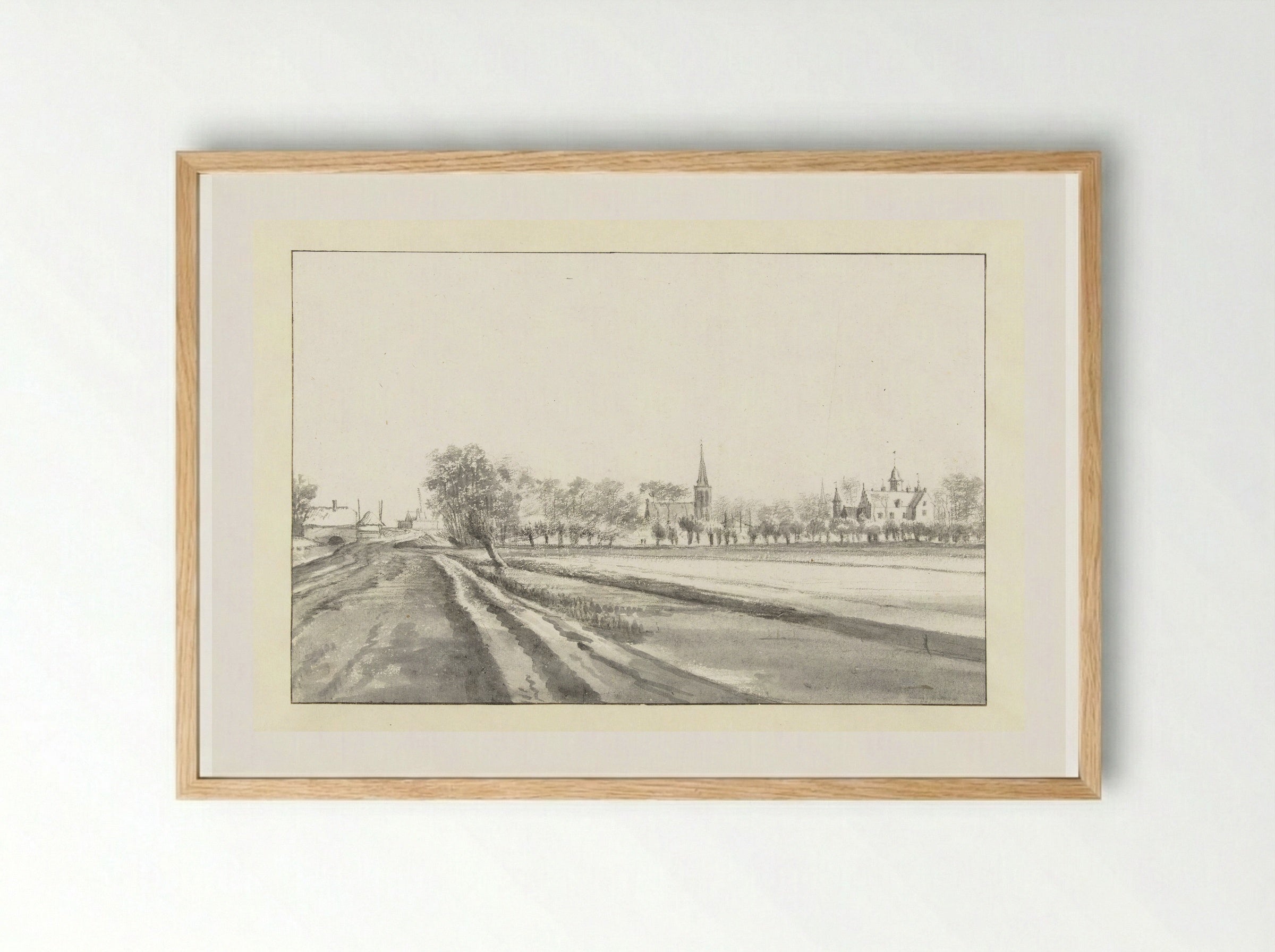 Huis Oosterwijk bij Heukelum van een afstand - Roelant Roghman - Framed Print Wood