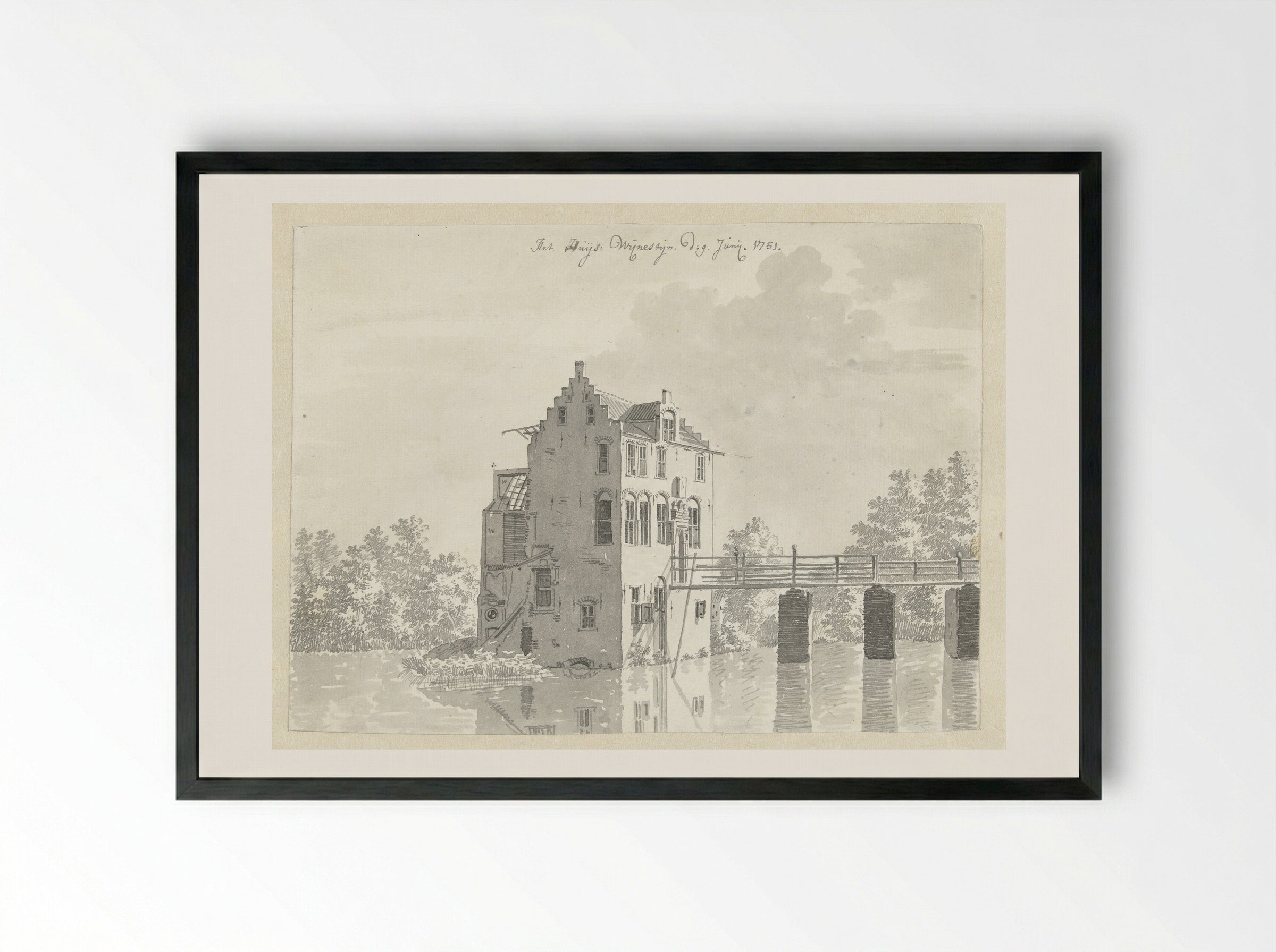 Huis Wijnestein bij Jutphaas - Jan de Beijer - Framed Print Black