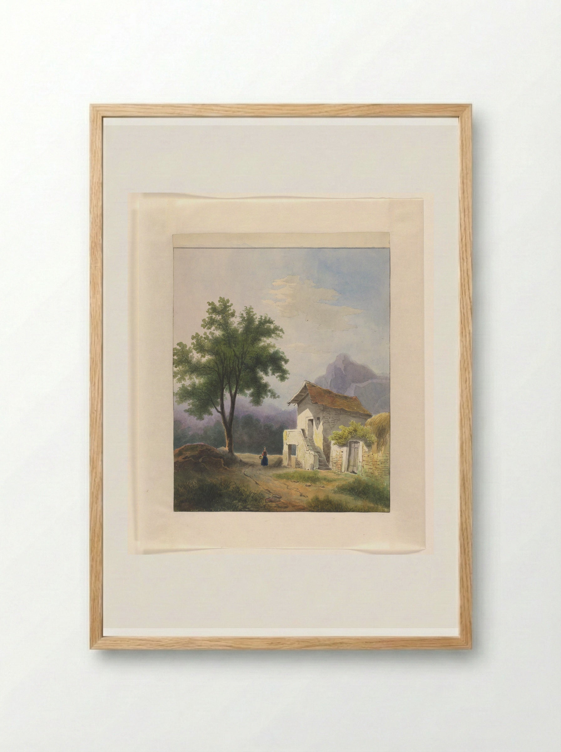 Huis in een berglandschap - Johannes van Reijn - Framed Print Wood