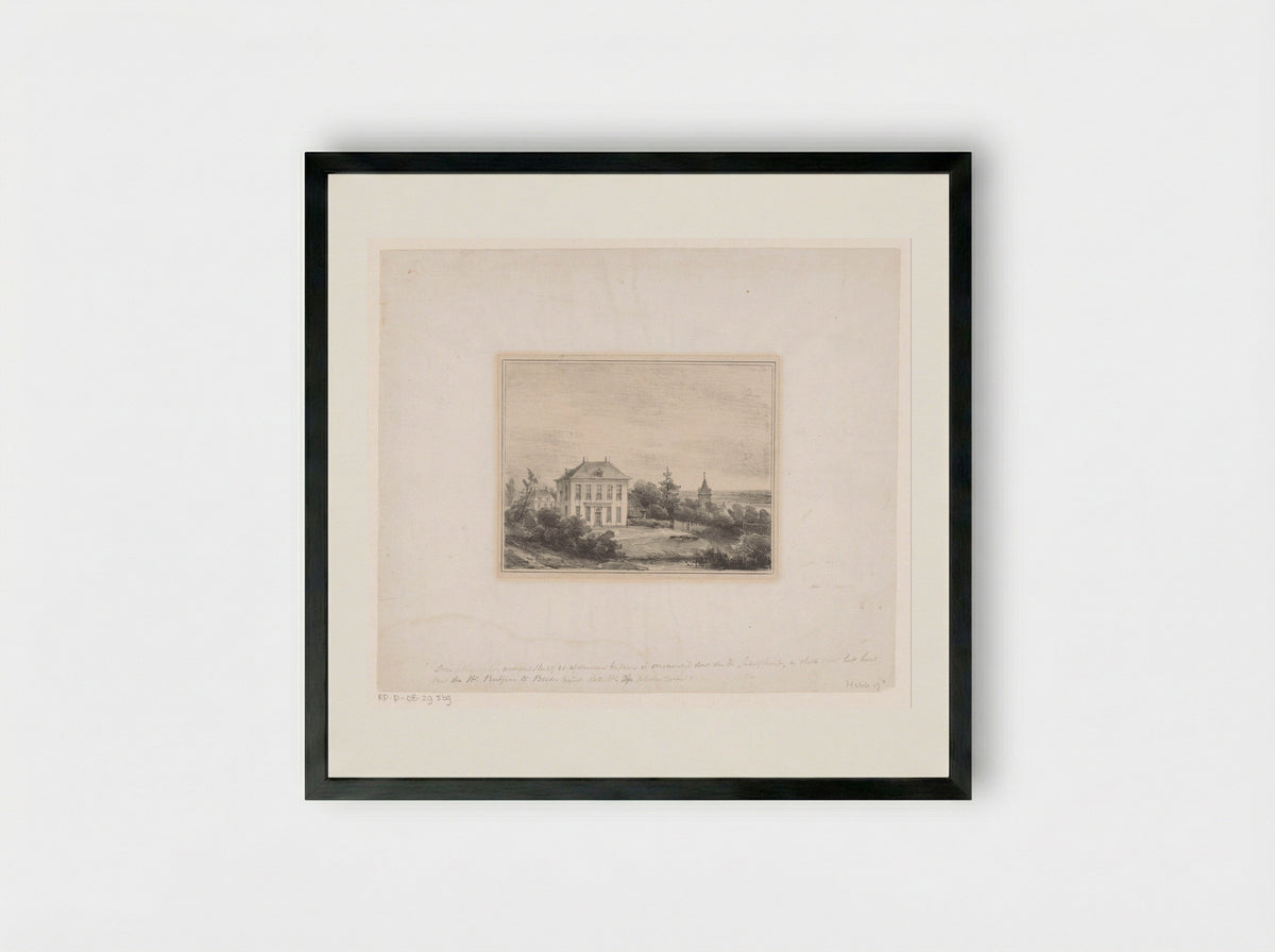 Huis van meneer Rutgers te Beek - Andreas Schelfhout - Framed Print Black
