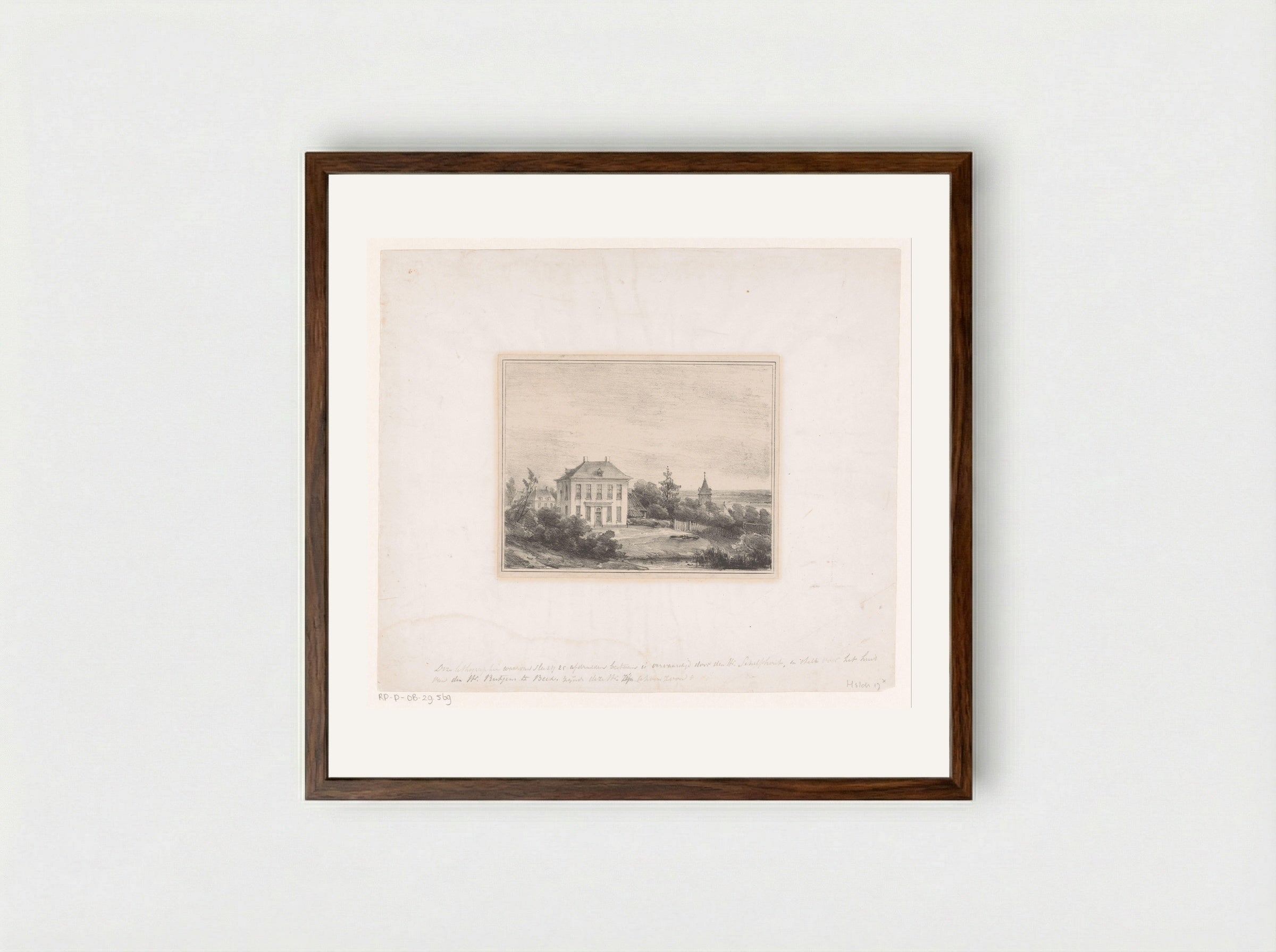 Huis van meneer Rutgers te Beek - Andreas Schelfhout - Framed Print Dark Wood
