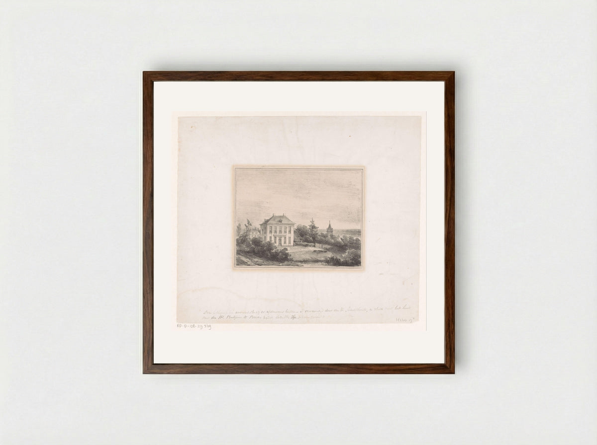 Huis van meneer Rutgers te Beek - Andreas Schelfhout - Framed Print Dark Wood