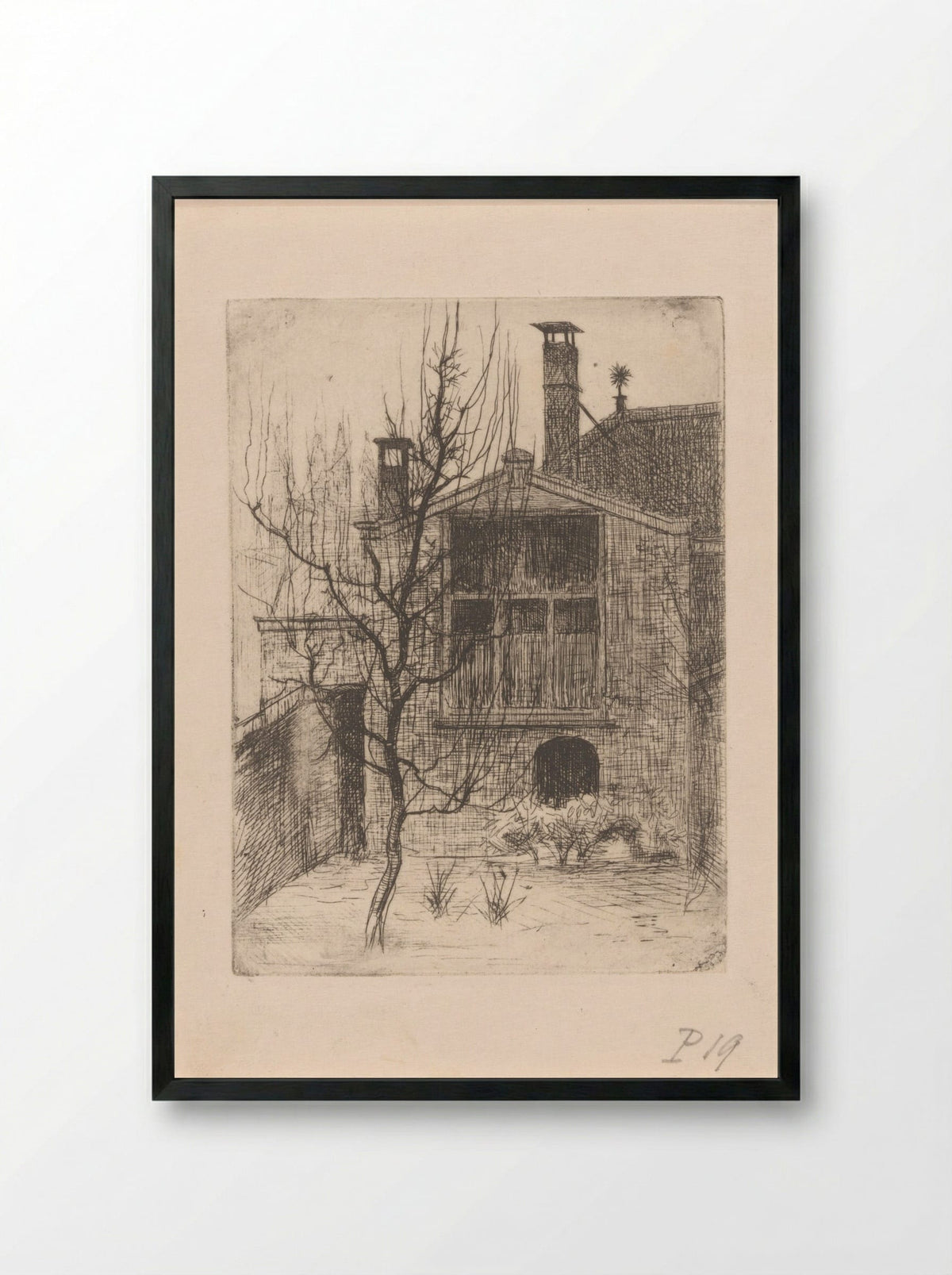 Huis vanuit de achtertuin gezien - Philip Zilcken - Framed Print Black