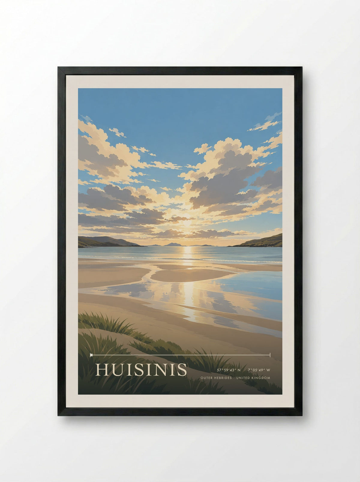 Huisinis, Outer Hebrides | Travel Poster - Framed Print Black